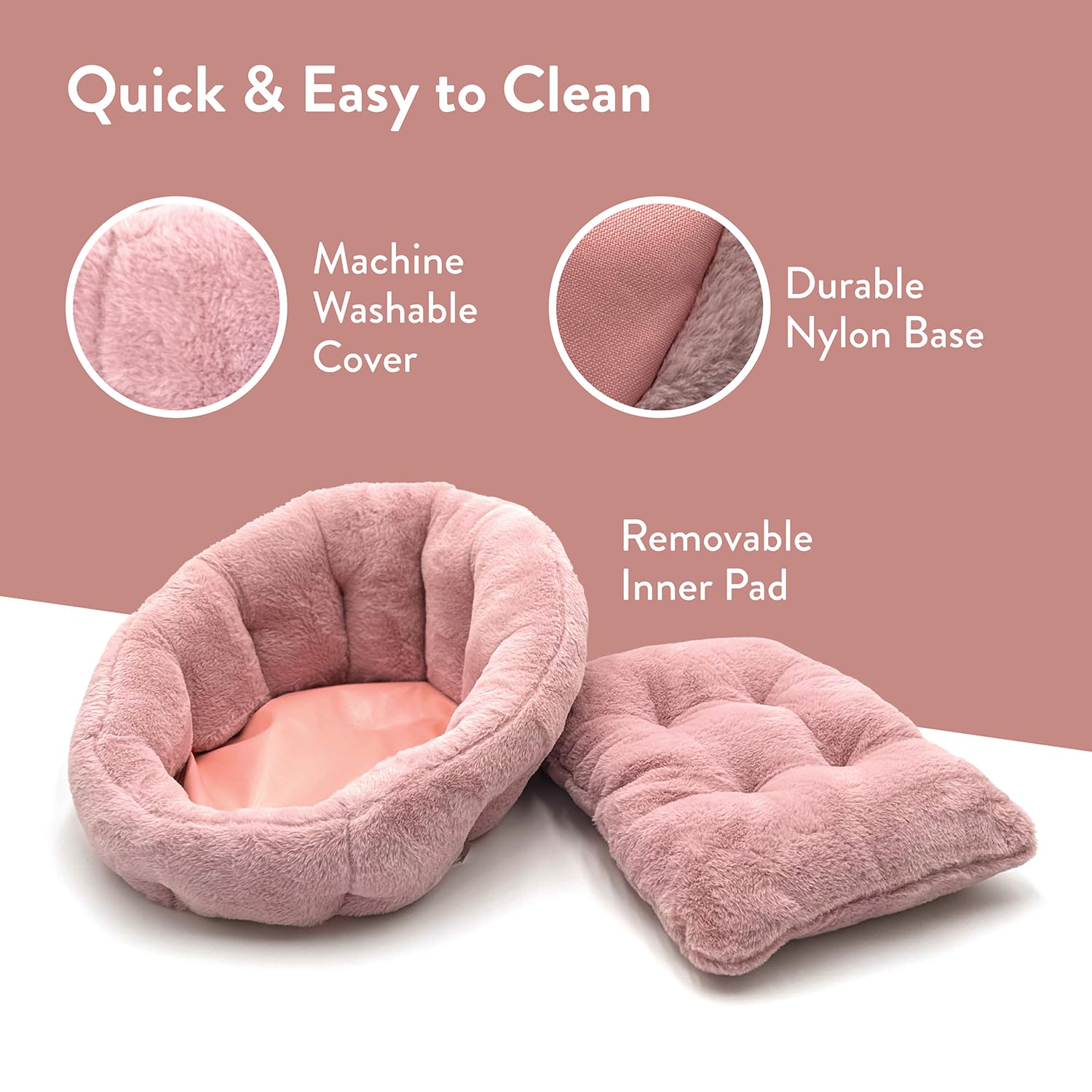 Kindtail Medium Orthopedic Dog And Cat Bed - Faux Fur Luxury Cuddler For Pets Under 25Lbs, Comfortable Waterproof Material With