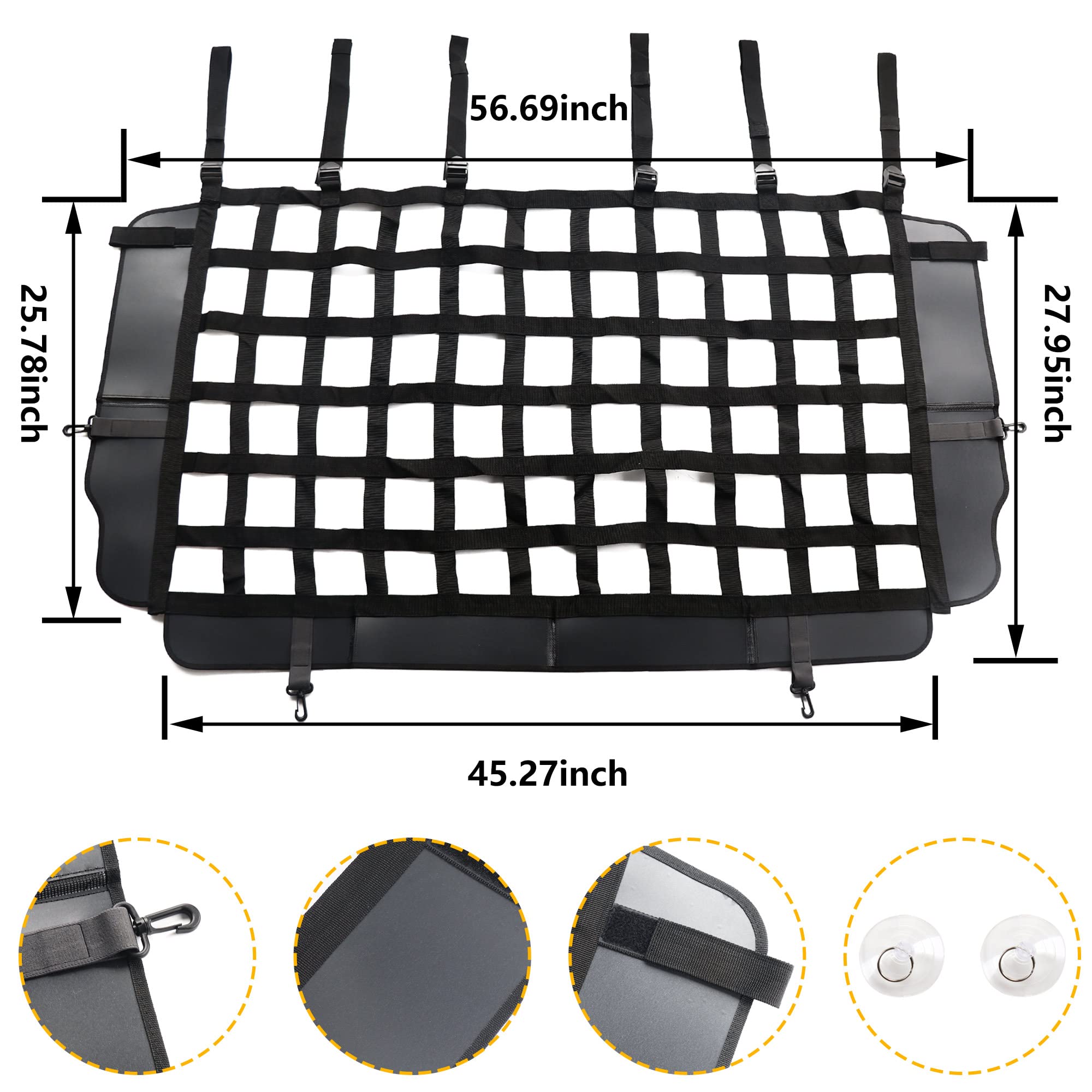 Bestaoo Pet Net Vehicle Safety Mesh Dog Barrier For Jeep Wrangler Jk Jl 2 Door 4-Door 2007-2025,Rear Seat Isolation Net,Easy To