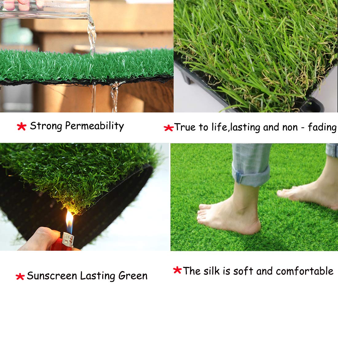 Hamiledyi 6 Pcs Artificial Rabbit Grass Mats Reusable Guinea Pig Pee Pads 11.8 X 11.8 Washable Turf Fake Grass Plastic Bunny