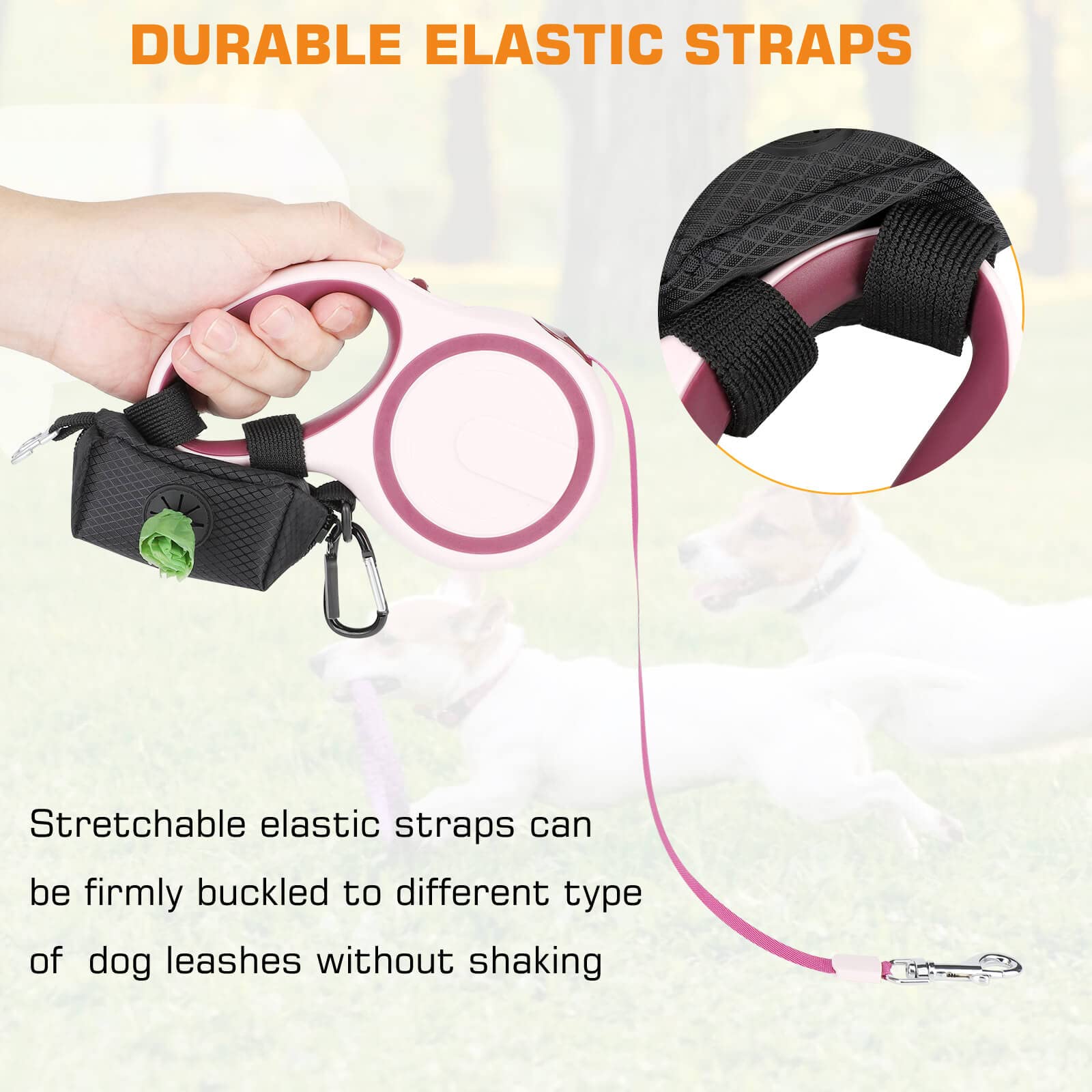 MalsiPree Dog Poop Bag Dispenser with Used Waste Bag Holder Carrier - Improved Elastic Strap & Metal Buckle Greatly fits Any Dog