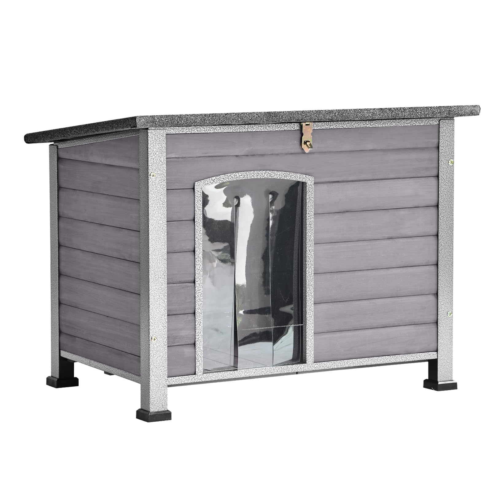 Aivituvin Large Dog House Outdoor Indoor Weatherproof Dog House For Small & Medium & Large Dogs With Unique All-Around Iron Fram