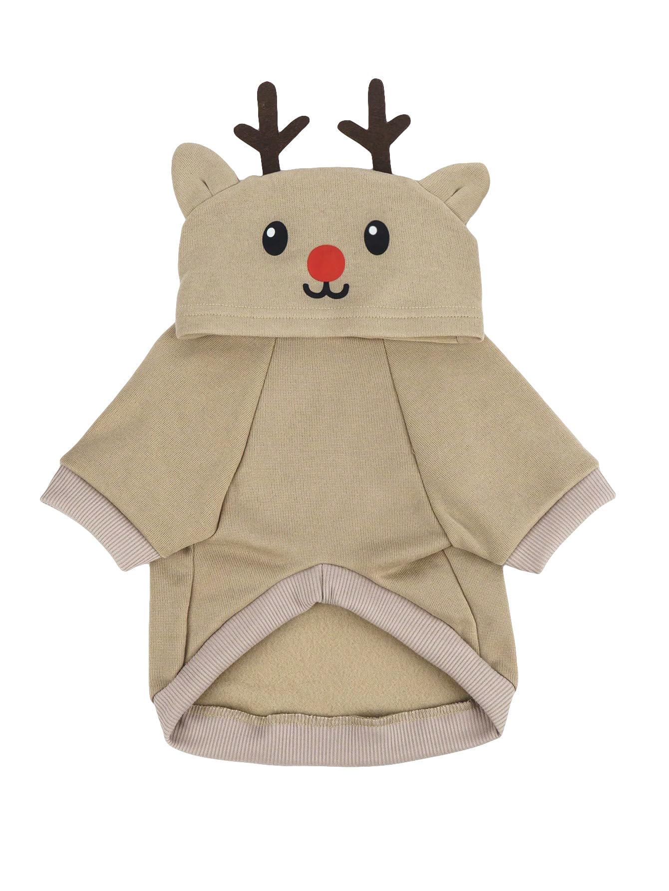 Qwinee Deer Design Dog Hoodie Dog Costume Holiday Halloween Costume Dog Shirt Sweatshirt Dog Clothes For Cat Puppy Small Medium Dogs Khaki S