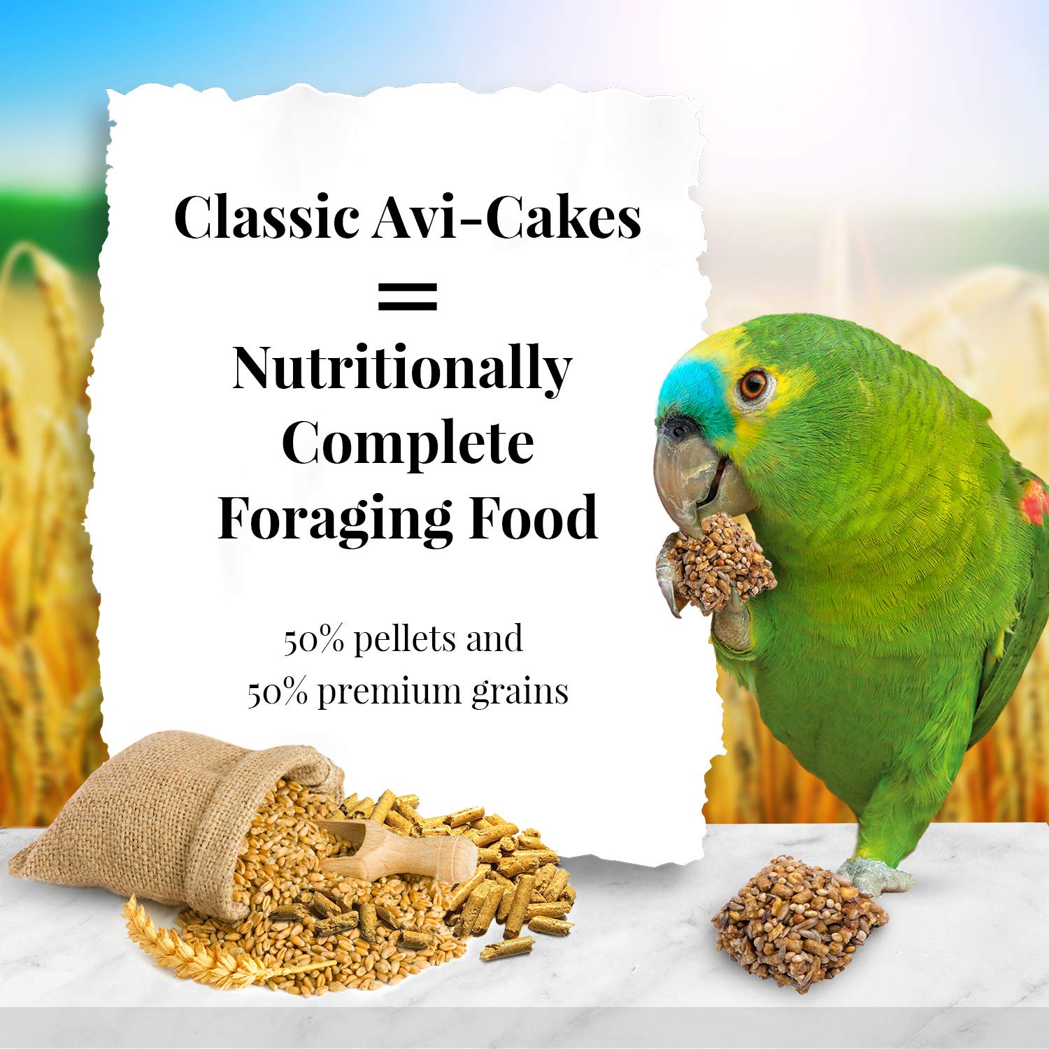 LAFEBERS Classic Avi-Cakes Pet Bird Food, Made with Non-GMO and Human-Grade Ingredients, for Parrots, 20 lb