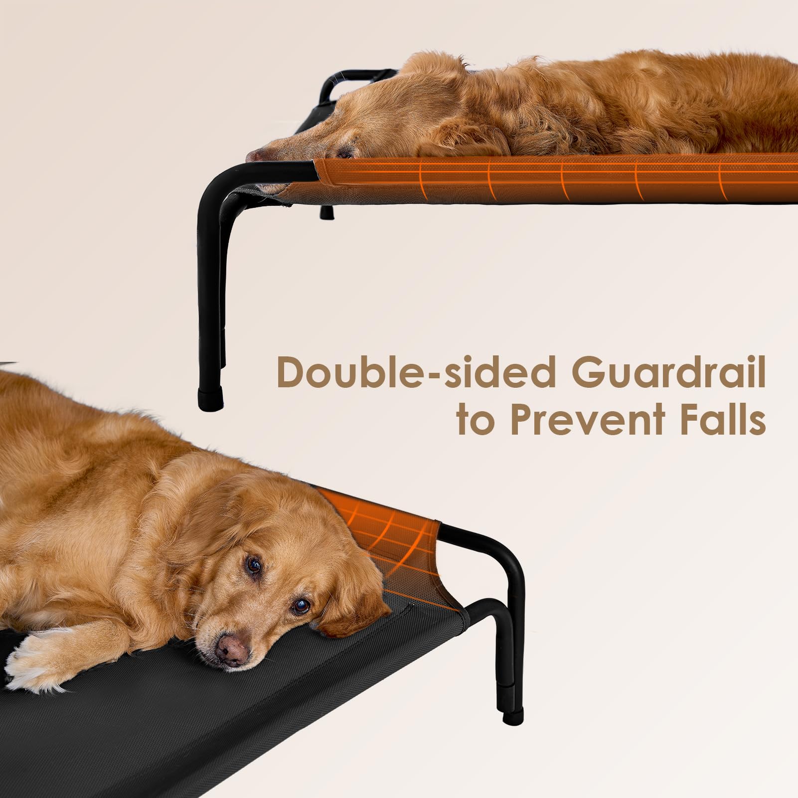 Eheyciga Reinforced Elevated Dog Cot Bed Medium, Raised Outdoor Dog Hammock, Lifted Pet Platform With Frame And Washable Waterpr