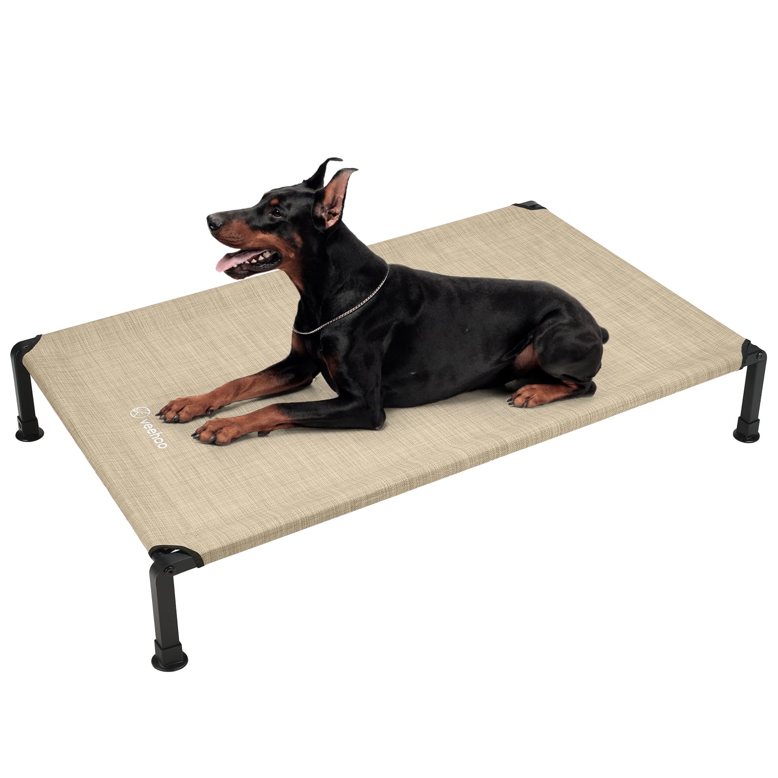Veehoo Heavy Duty Elevated Dog Bed - Raised Dog Cot With Washable & Breathable Teslin Mesh, Non-Slip Silicon Feet, Cooling For I