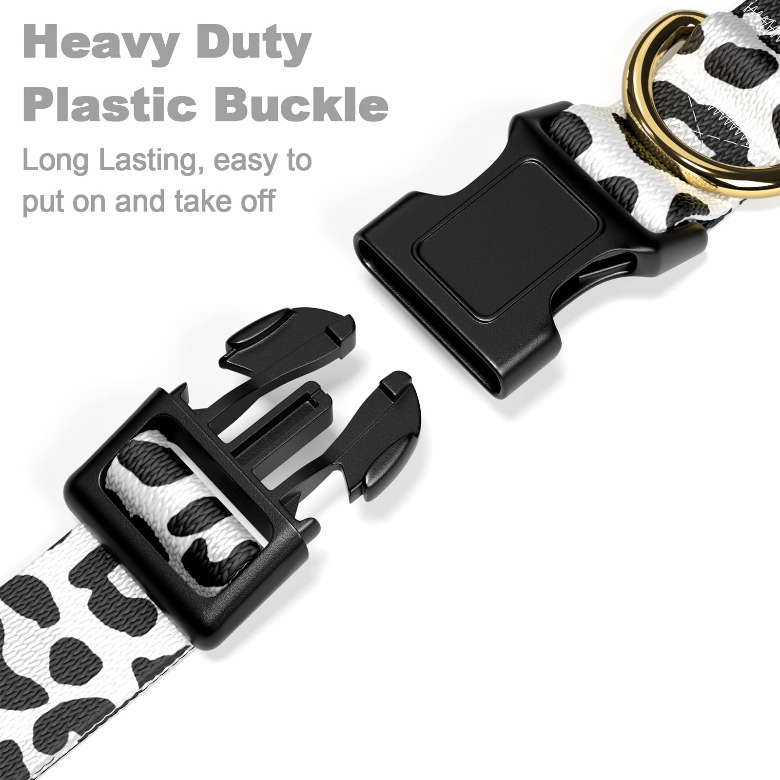 Rnivvi Dog Collar For Small Dogs, Cute Leopard Heavy Duty Adjustable Puppy Collar With Quick Release Buckle For Boy Girl & Femal