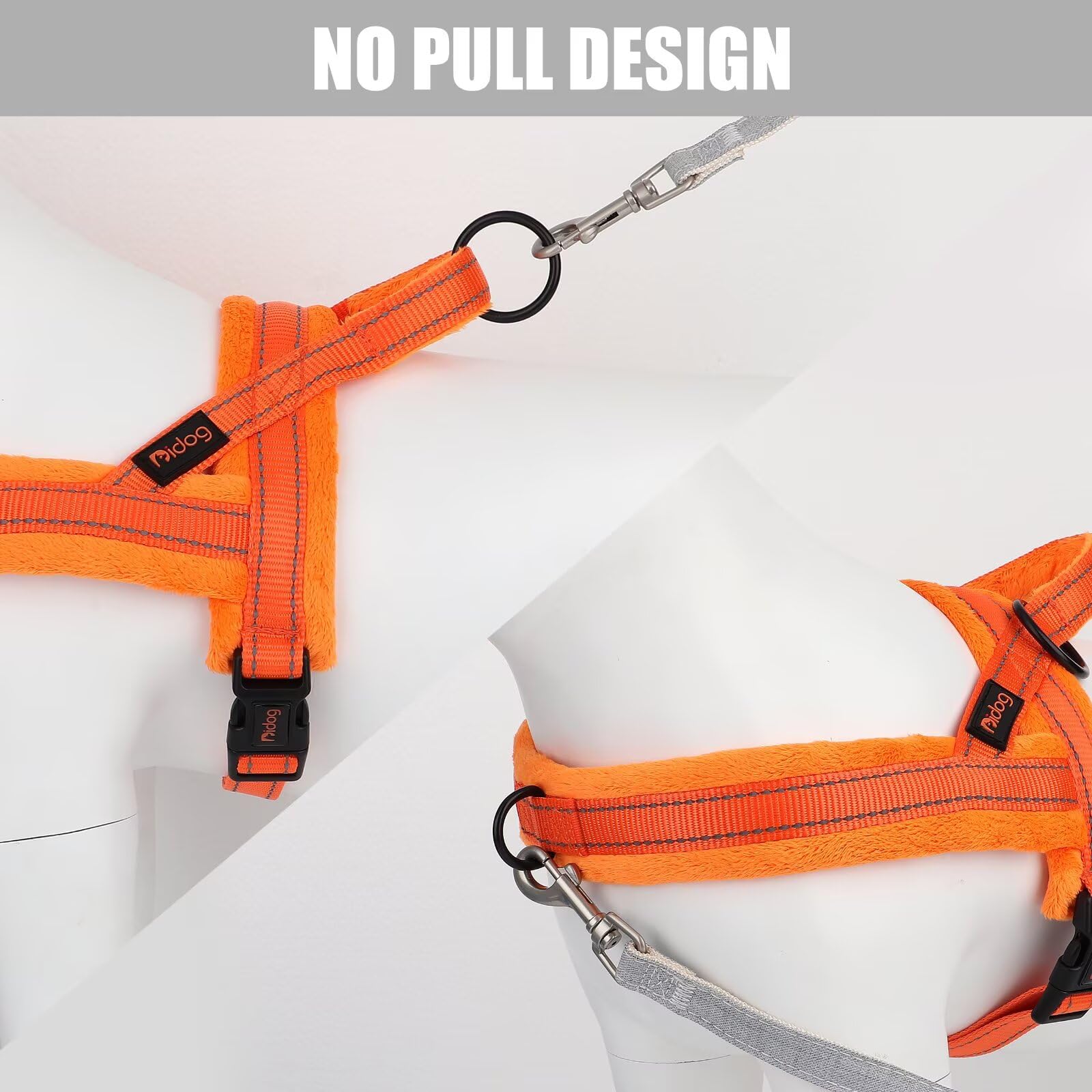 Didog Soft Flannel Padded Dog Vest Harness,Escape Proof/Quick Fit Reflective Dog Strap Harness, Easy For Training Walking(M:Ches