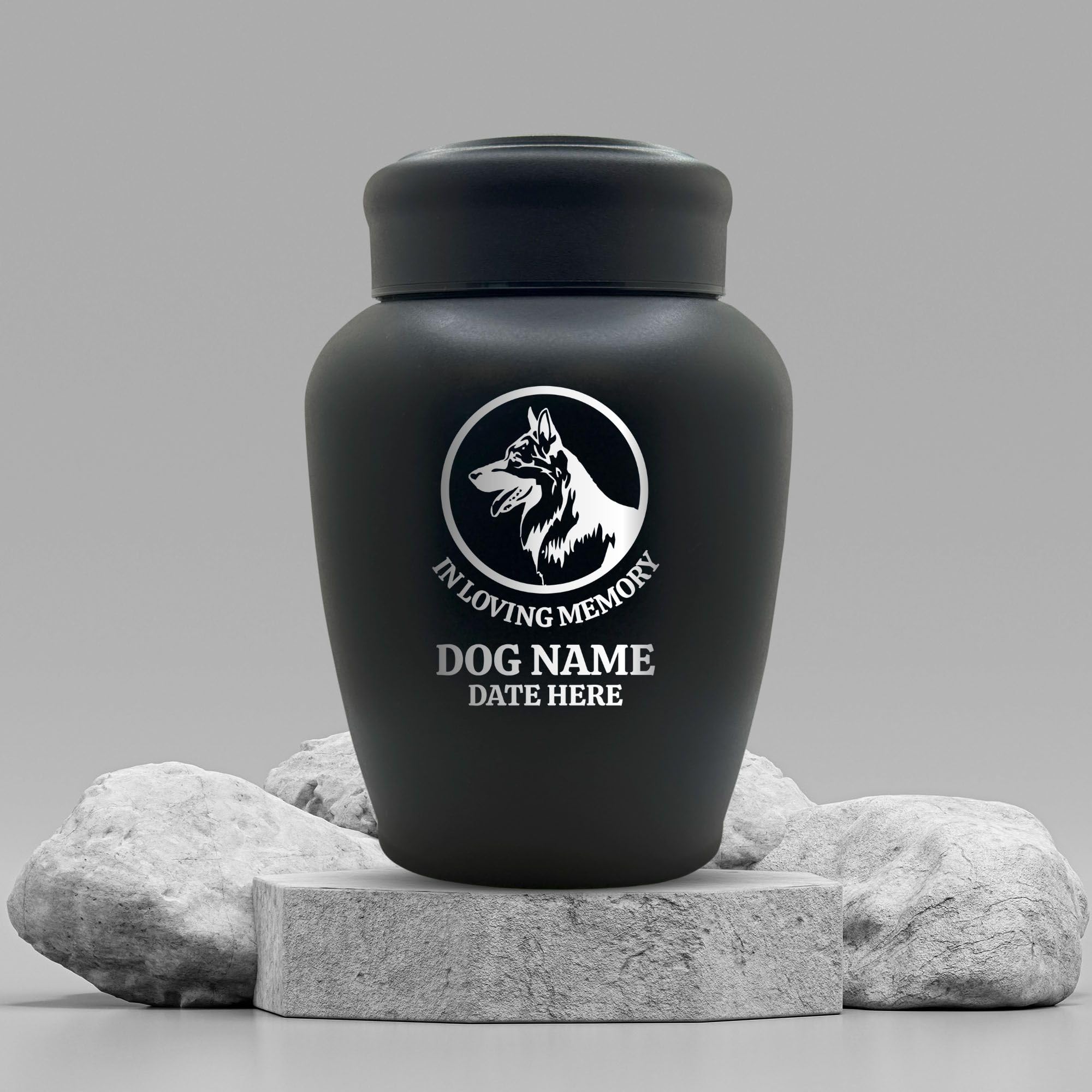 Custom Dog Urn Engraved Pet Name And Date - Personalized Stainless Steel Large Cremation Urns For Dogs Ashes With Airtight Closu