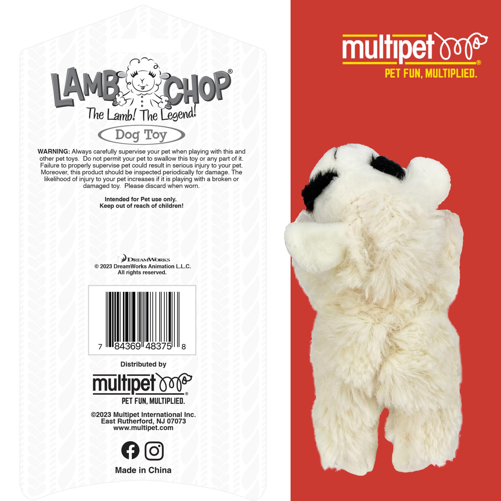 Multipet Lamb Chop Dog Plush Toy - Squeaky Dog Toy for All Dogs - Extra Soft Plush Dog Toy - Stuffed Animal Dog Toy for Cuddling