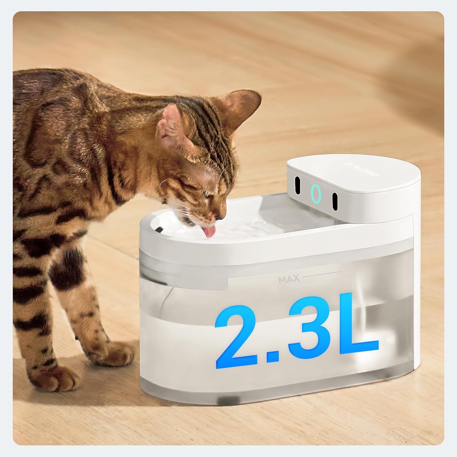 Catlink W03 Wireless Cat Water Fountain With App Control, 5000Mah Battery Operated, 2300Ml, Health Report, 30Db Low Noise, Porta