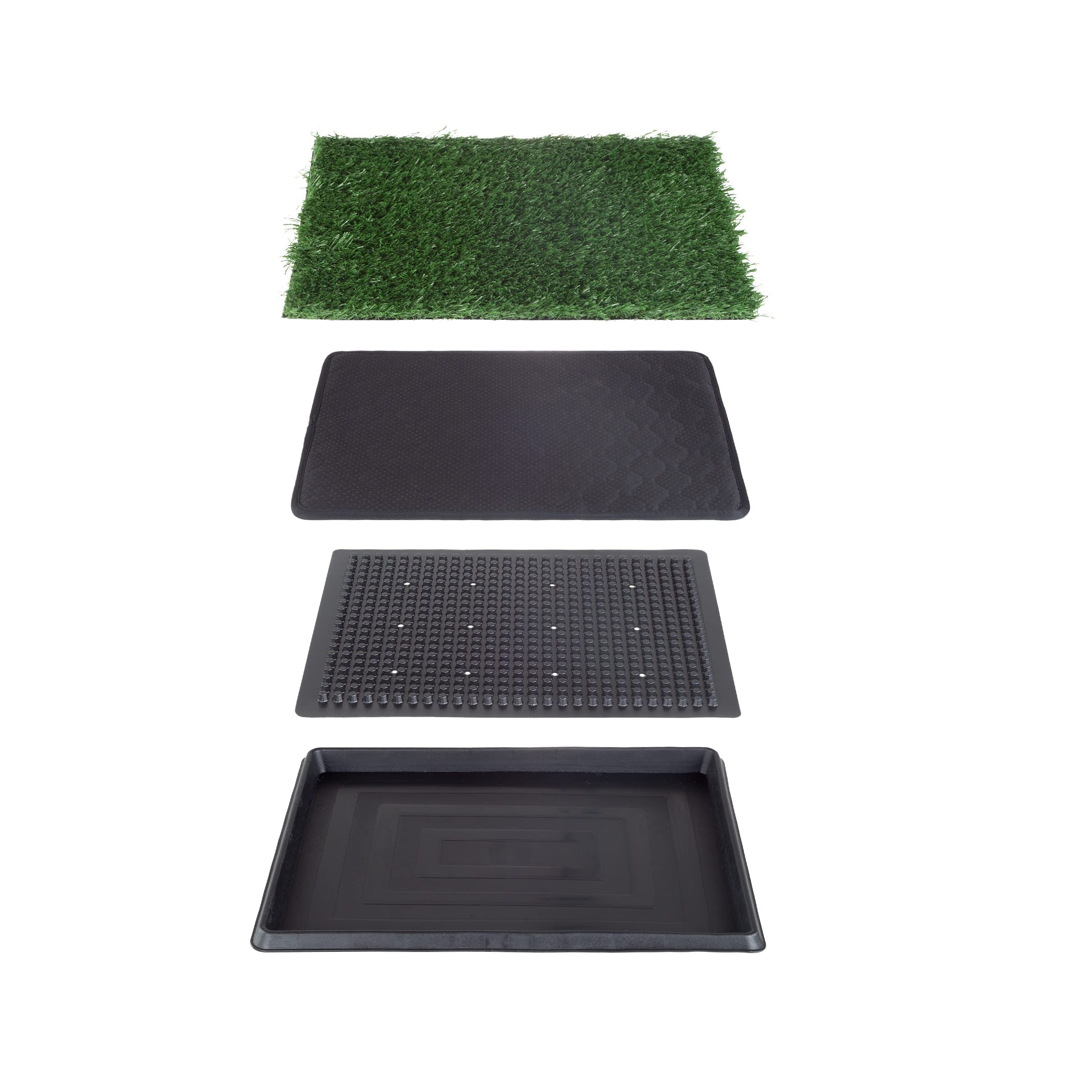 Artificial Grass Puppy Pee Pad For Dogs And Small Pets - 16X20 Reusable 4-Layer Training Potty Pad With Tray - Dog Housebreaking Supplies By Petmaker