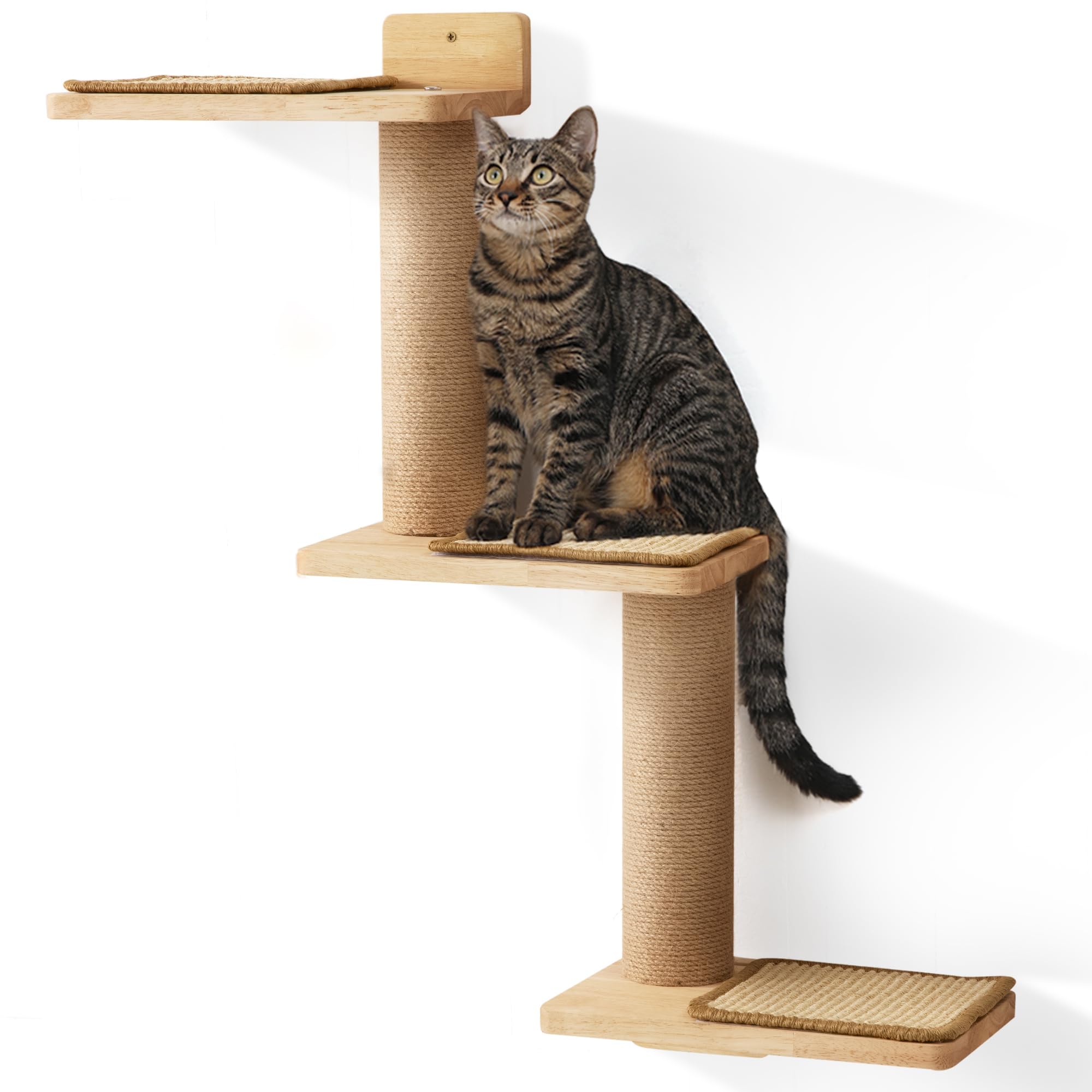 Fukumaru Cat Wall Shelves, 3 In 1 Transformable Cats Scratching Post Wall Mounted, Diy Kitten Walls Jungle And Perch Platform Su