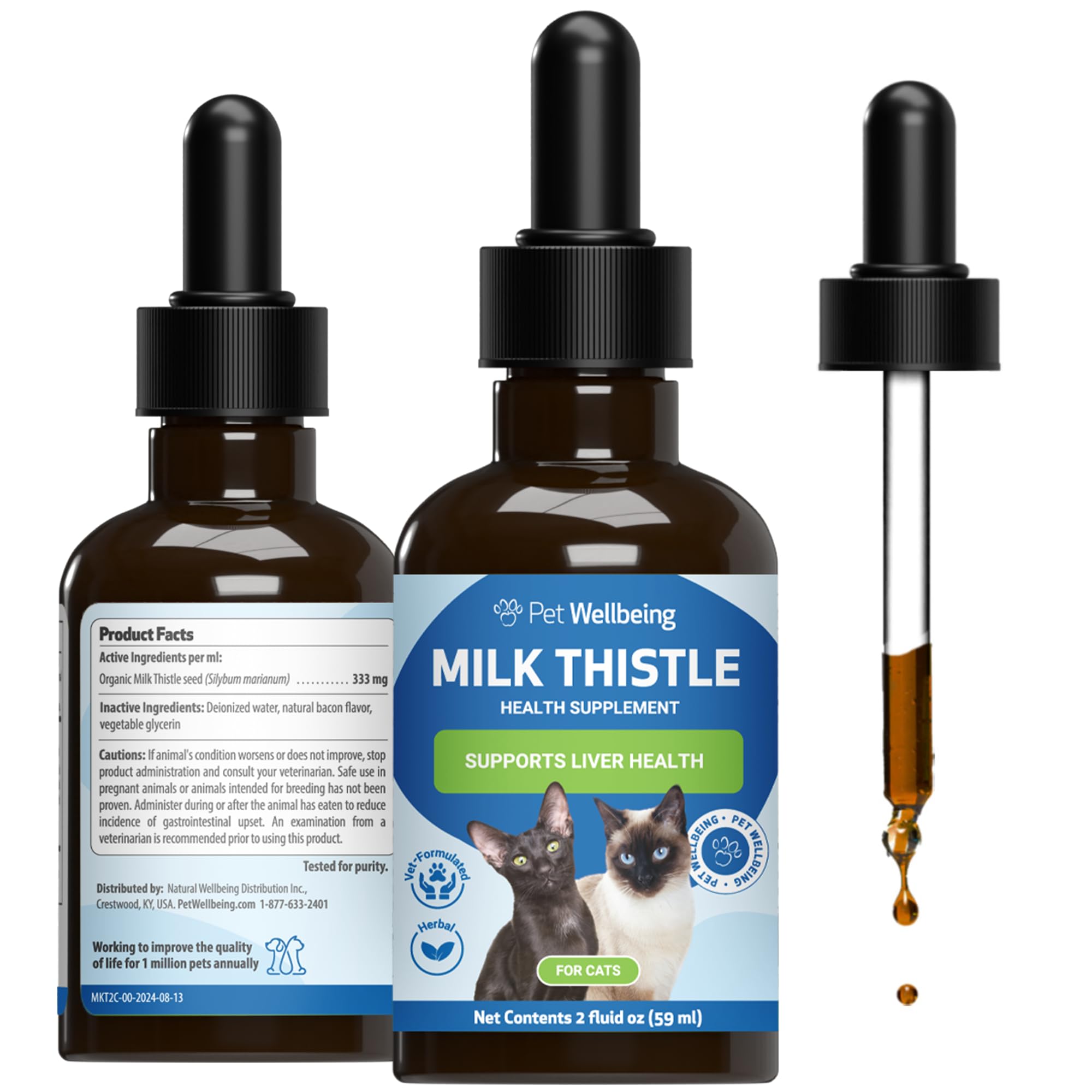 Pet Wellbeing Milk Thistle for Cats Organic Herb, Milk Thistle Liver Detox Support - Pet Wellbeing Vet-Formulated Holistic Suppl