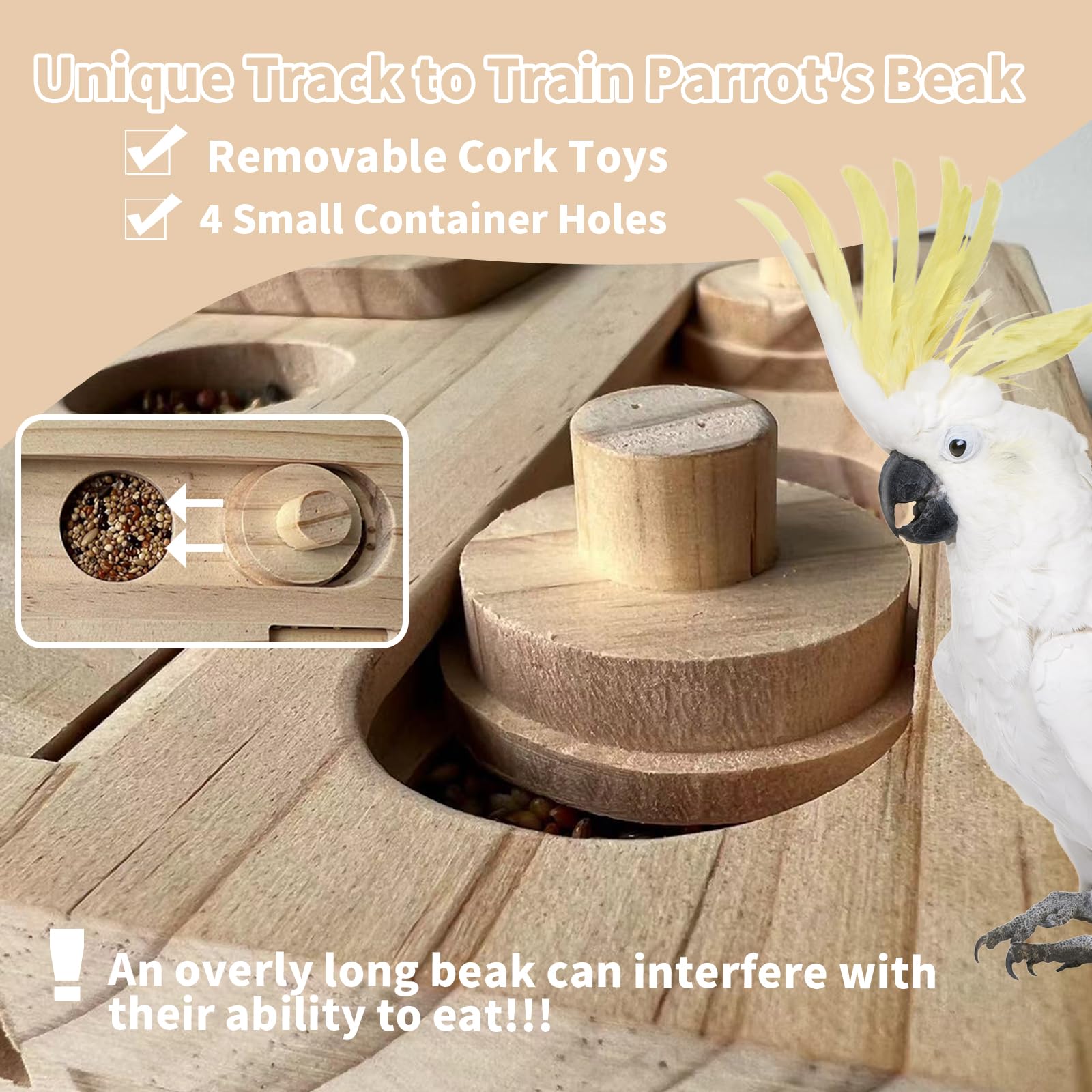 FlidRunest Wooden Bird Foraging Puzzle Toys for Parrots, Parakeet, Cockatiel, Sun Conures - Birds Interactive Mental Enrichment