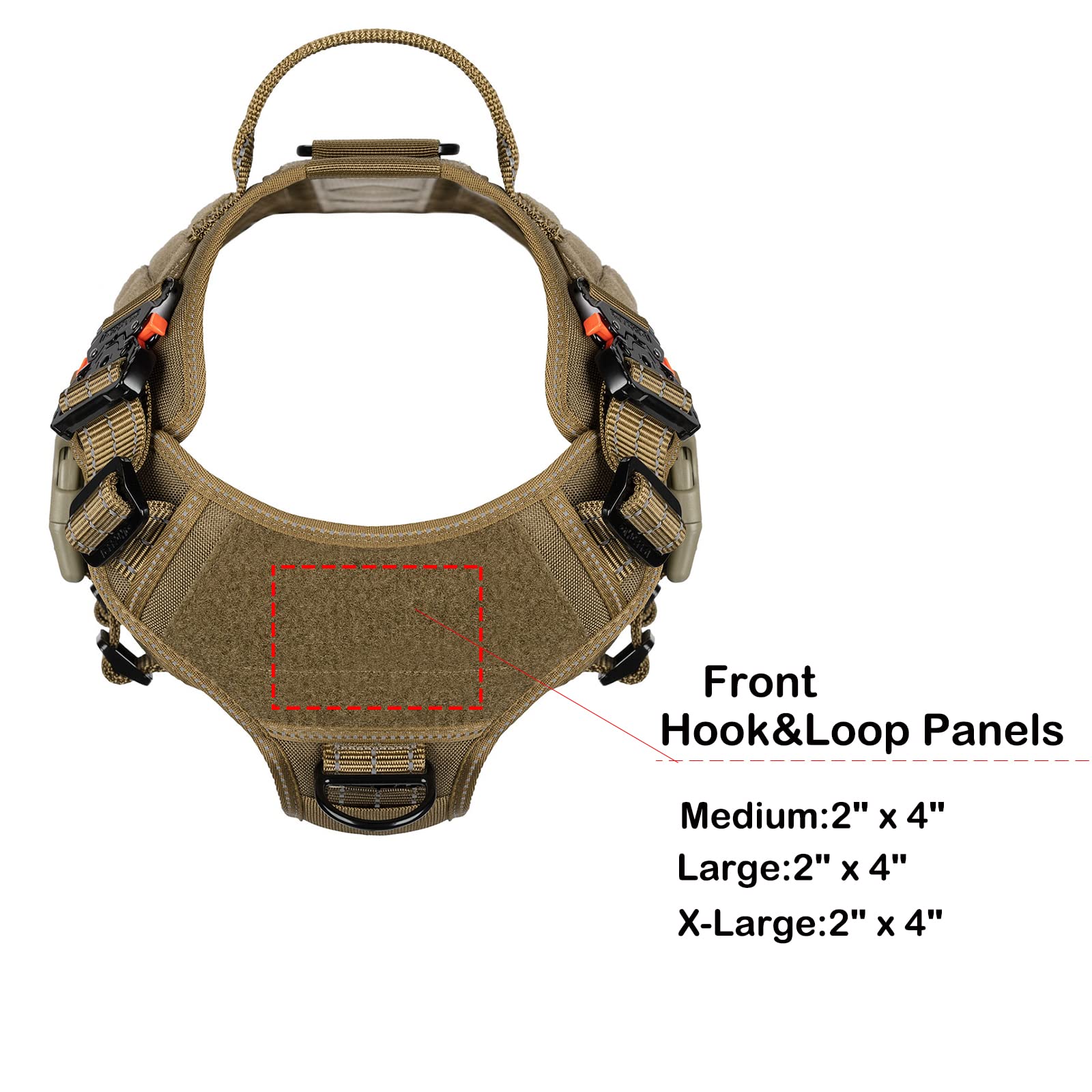 Icefang Reflective Tactical Dog Harness With 6X Buckles For X-Large Sized Dogs,Walking Training Work Dog Molle Vest With Handle,