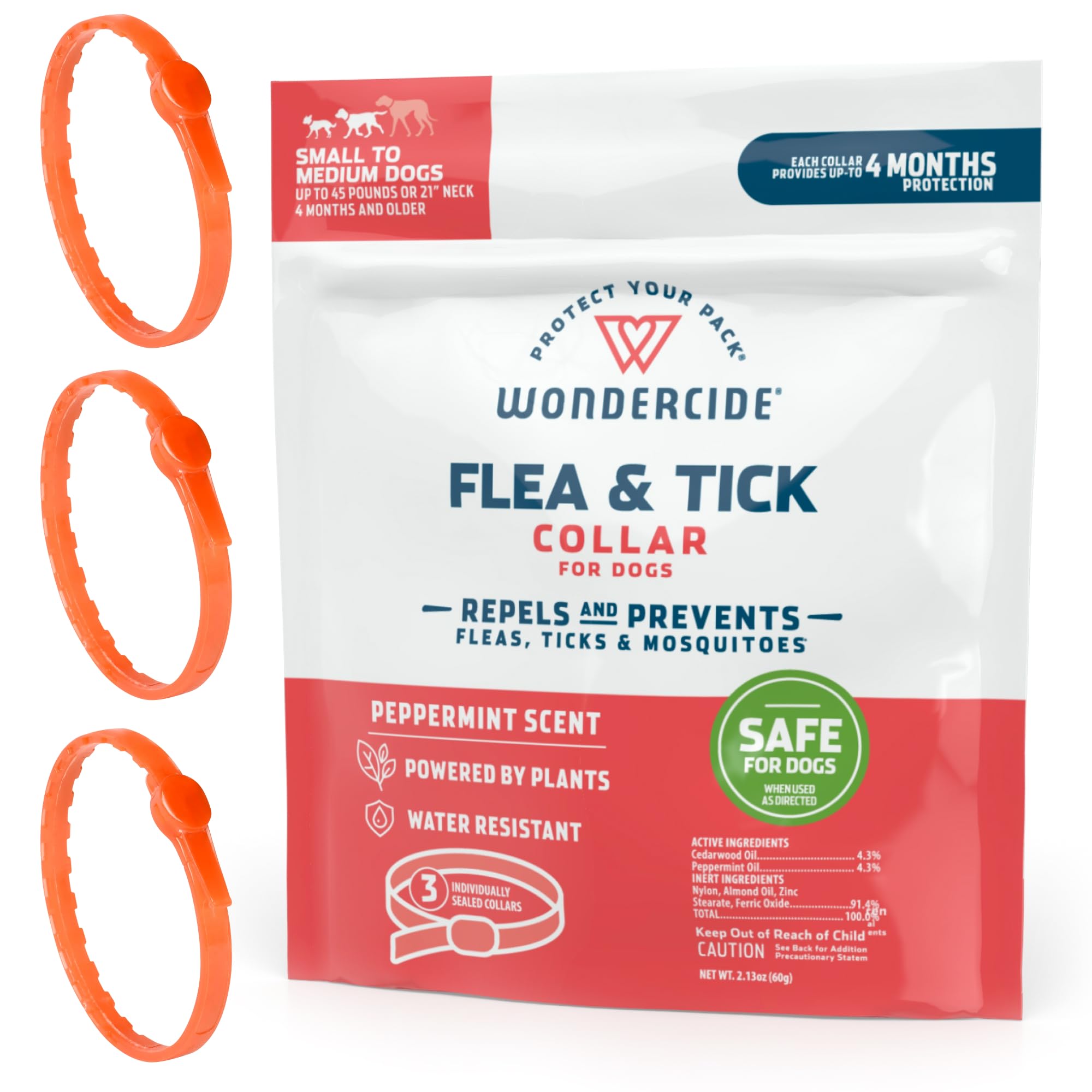 Wondercide - Dog Collar - Flea, Tick, Mosquito Repellent For Dogs With Natural Essential Oils - Small Medium 3Pk - Up To 12 Mont