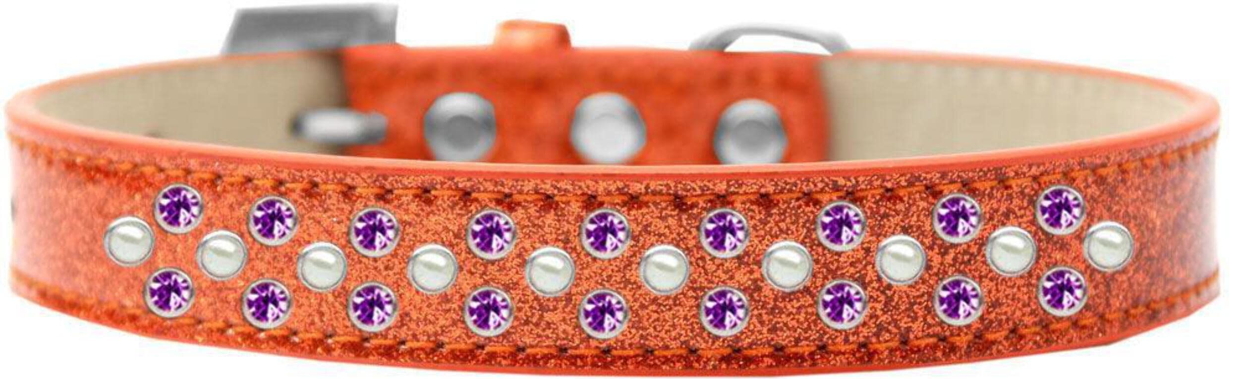 Mirage Pet Products Sprinkles Ice Cream Dog Collar with Pearl and Purple Crystals, Size 12, Pink