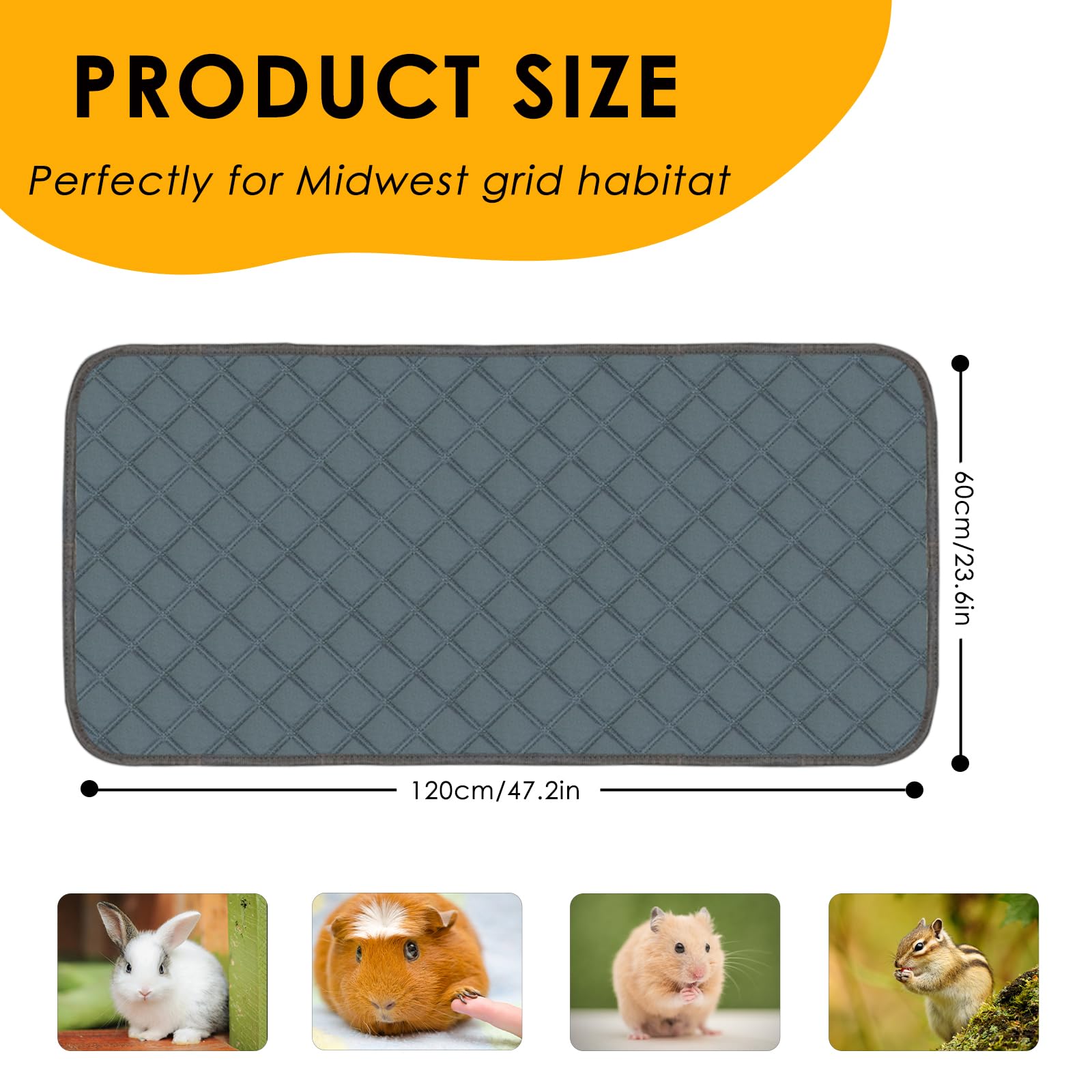 Mooydee 2 Pack Guinea Pig Cage Liners Washable Guinea Pig Bedding Super Absorbent | Waterproof | Non Slip| Reusable Guinea Pig P