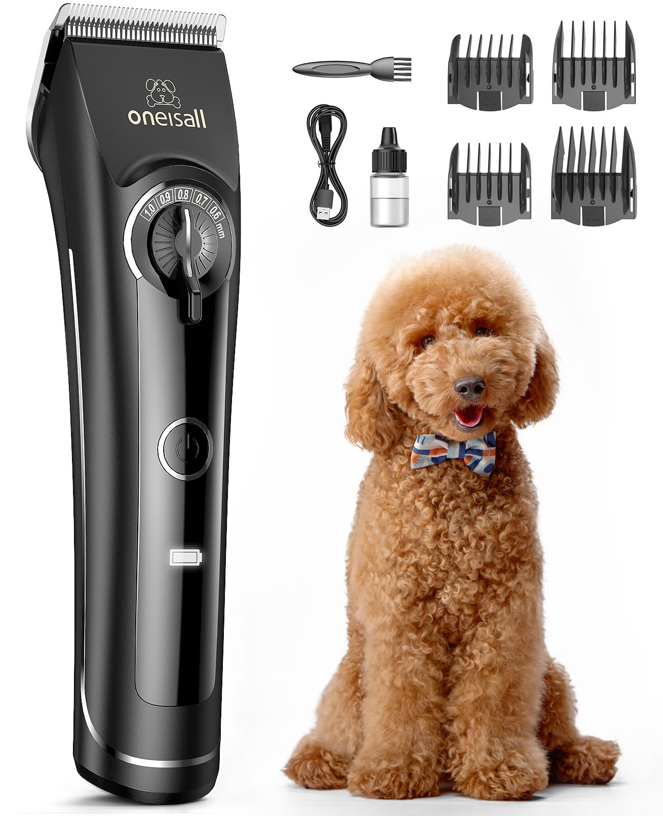 oneisall Dog Clippers for Thick Coats - Heavy Duty, Low Noise Grooming Kit for Matted Hair, Perfect for Dogs and Cats