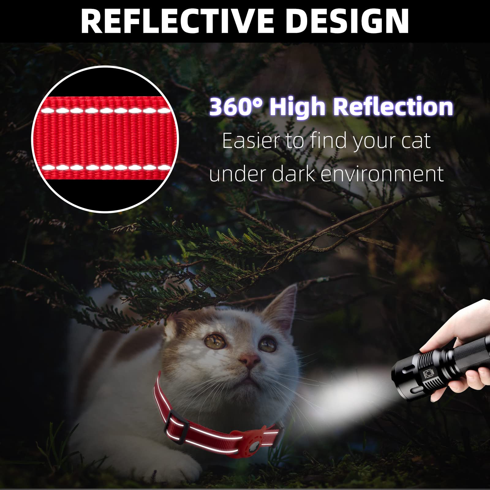Konity Airtag Cat Collar, Compatible With Apple 2021, Nylon Pet Kitten Puppy Collar With Silicone Holder For Small Dogs, Red,Xs: 8''-12'' Neck