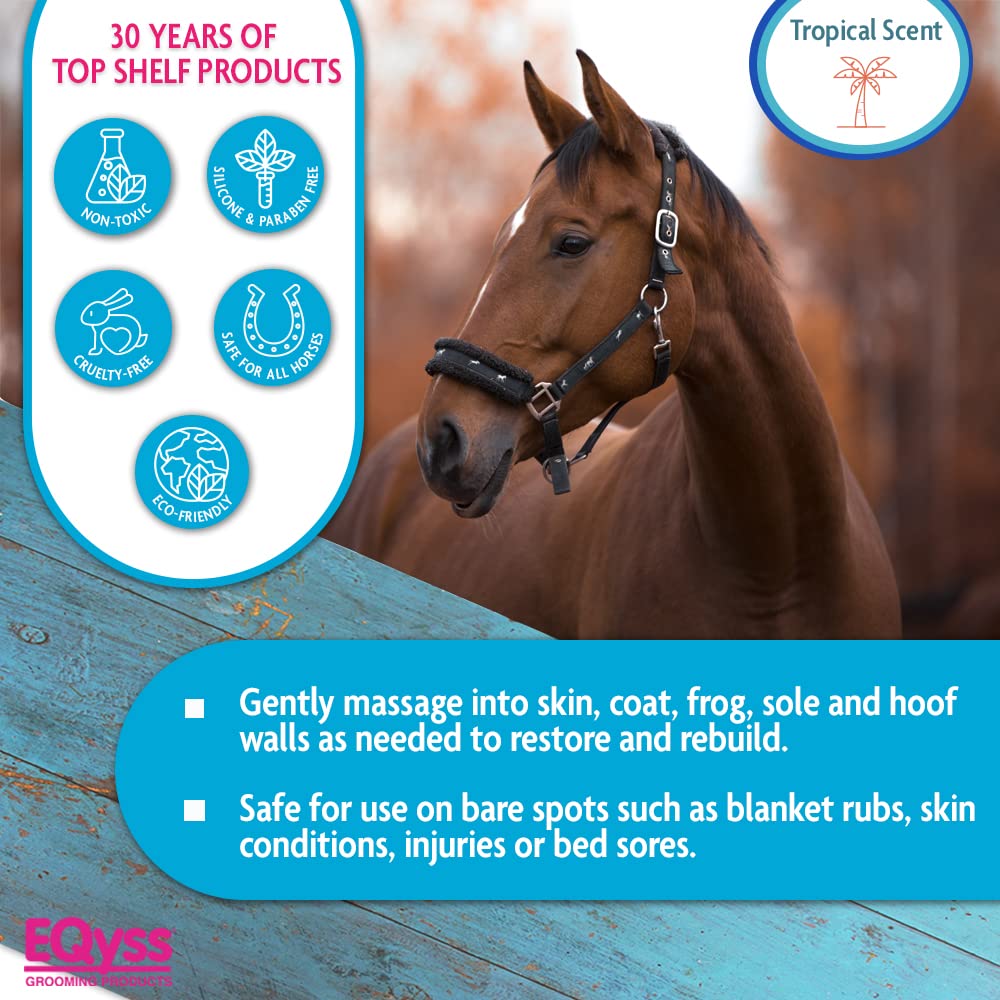 Eqyss Mega-Tek Equine Horse Rebuilder - Repair & Strengthen Dry Hooves, Manes, Tails - Reduce Hair Breakage, Condition Blanket Rubs, Bed Sores (16 Oz)