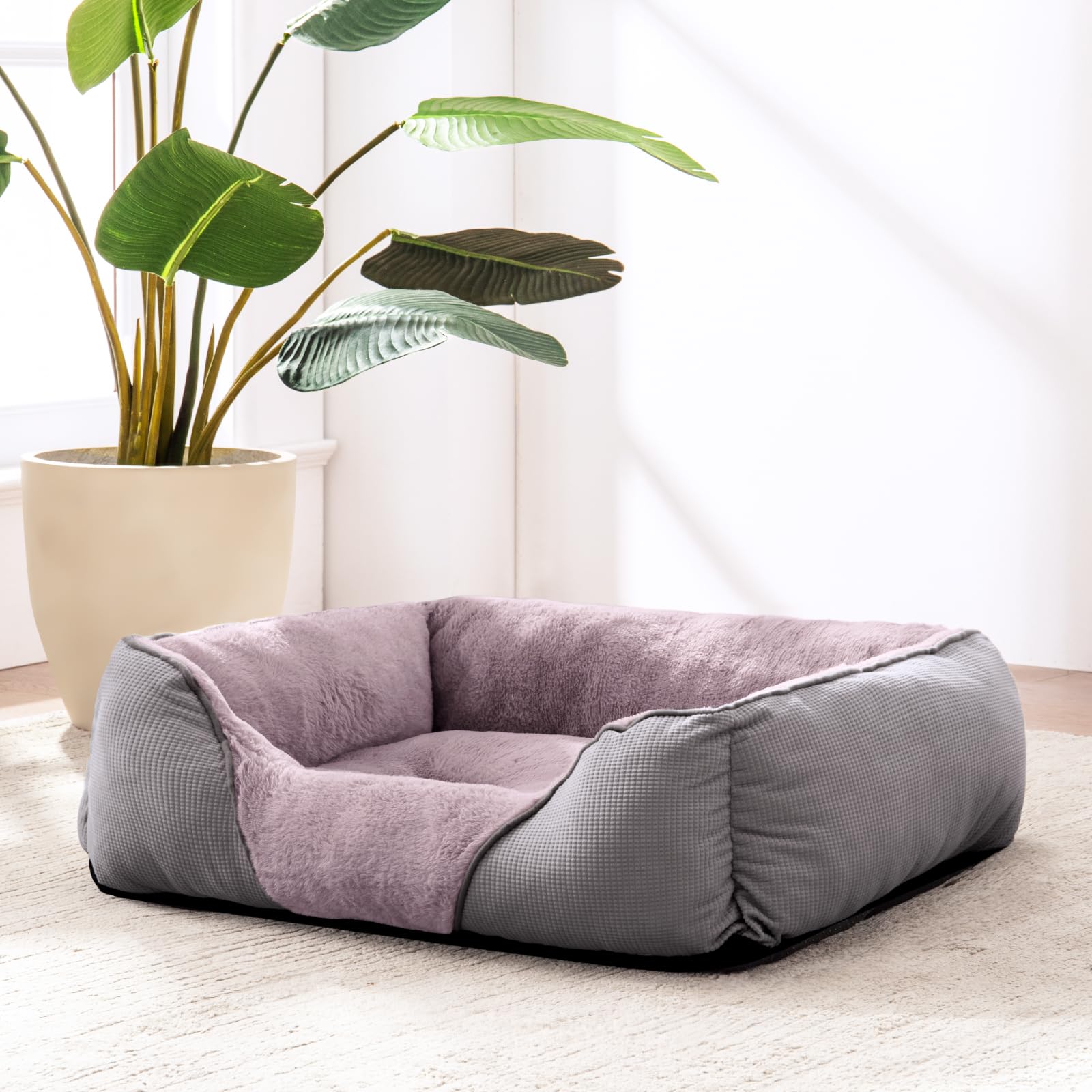 Mixjoy Dog Beds For Large Dogs, Big Pet Bed Large Size Dog Washable, Orthopedic Calming Soft Pet Beds Cuddler, Rectangle Sleepin