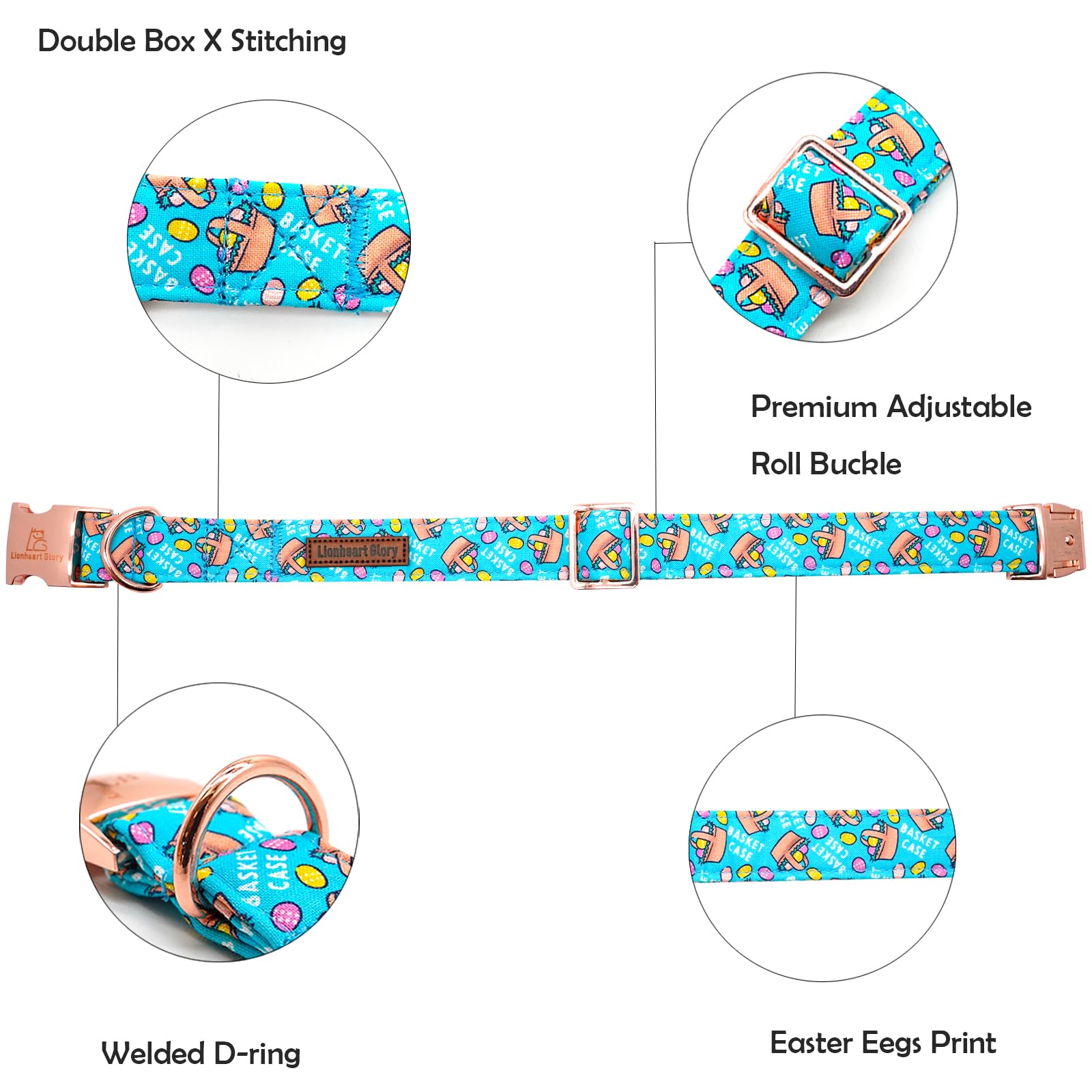 Lionheart Glory Easter Dog Collar Colorful Collar For Medium Dog Collars Easter Egg Print Dog Collars Spring Female Or Male Pet