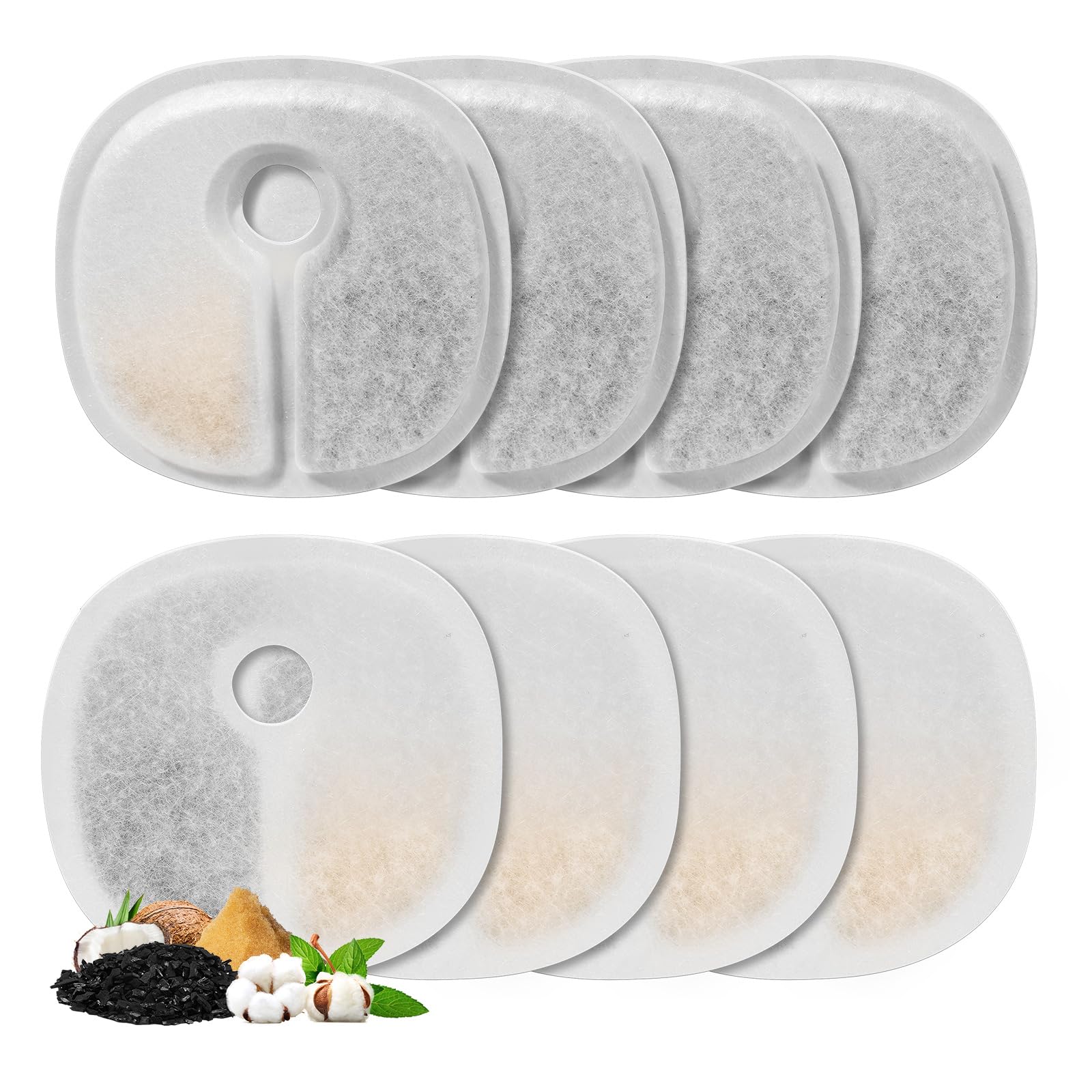 8 Pack Replacement Filters For 2L/67Oz Pumpless Cat Water Fountain, Bflicroy Cat Water Fountain Filters, Multiple Filtration Pet