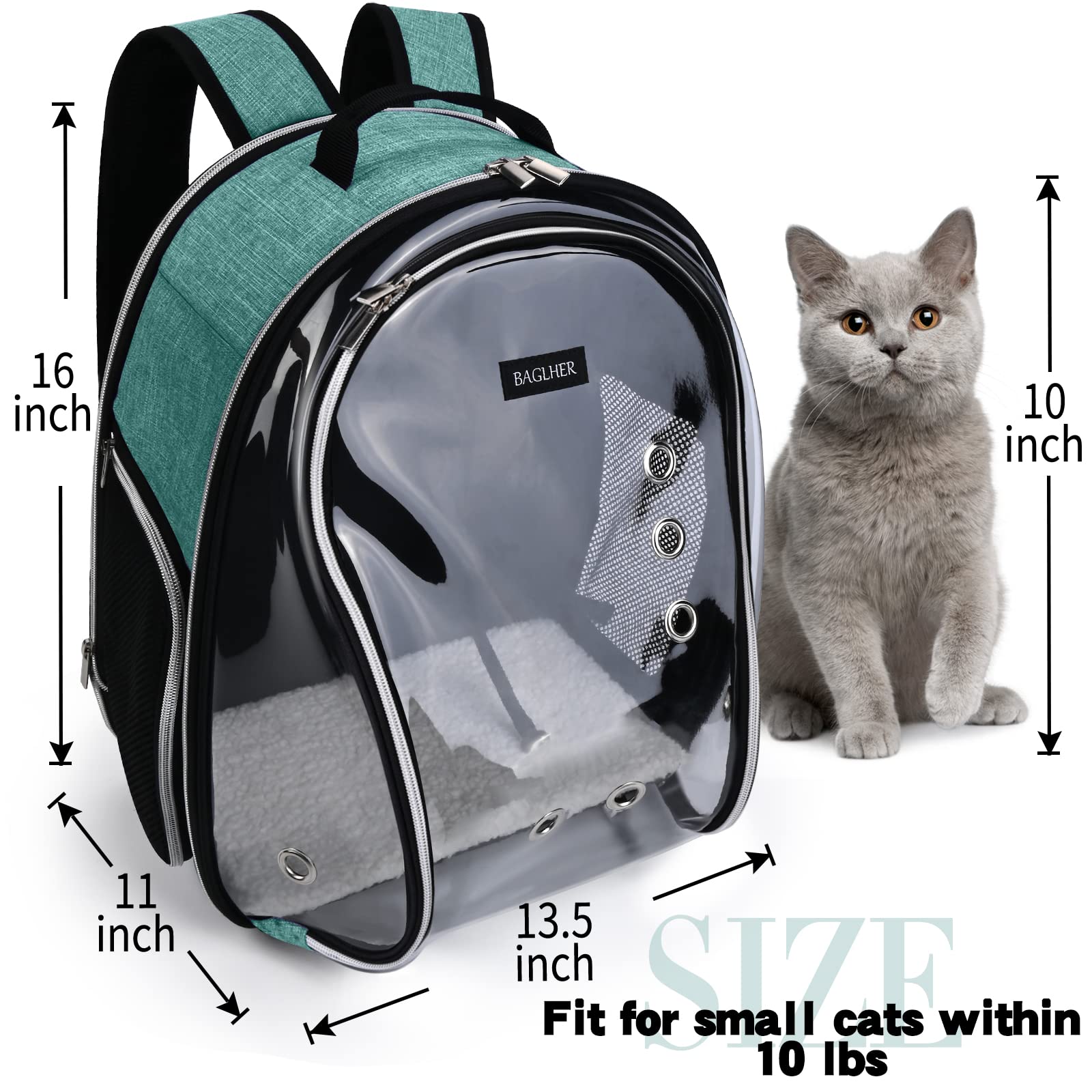Baglher Cat Carrier Backpack Bubble - Fit Up To 18 Lbs - Airline-Approved Dog Backpack Carrier For Small Pets Puppies Dogs Bunny