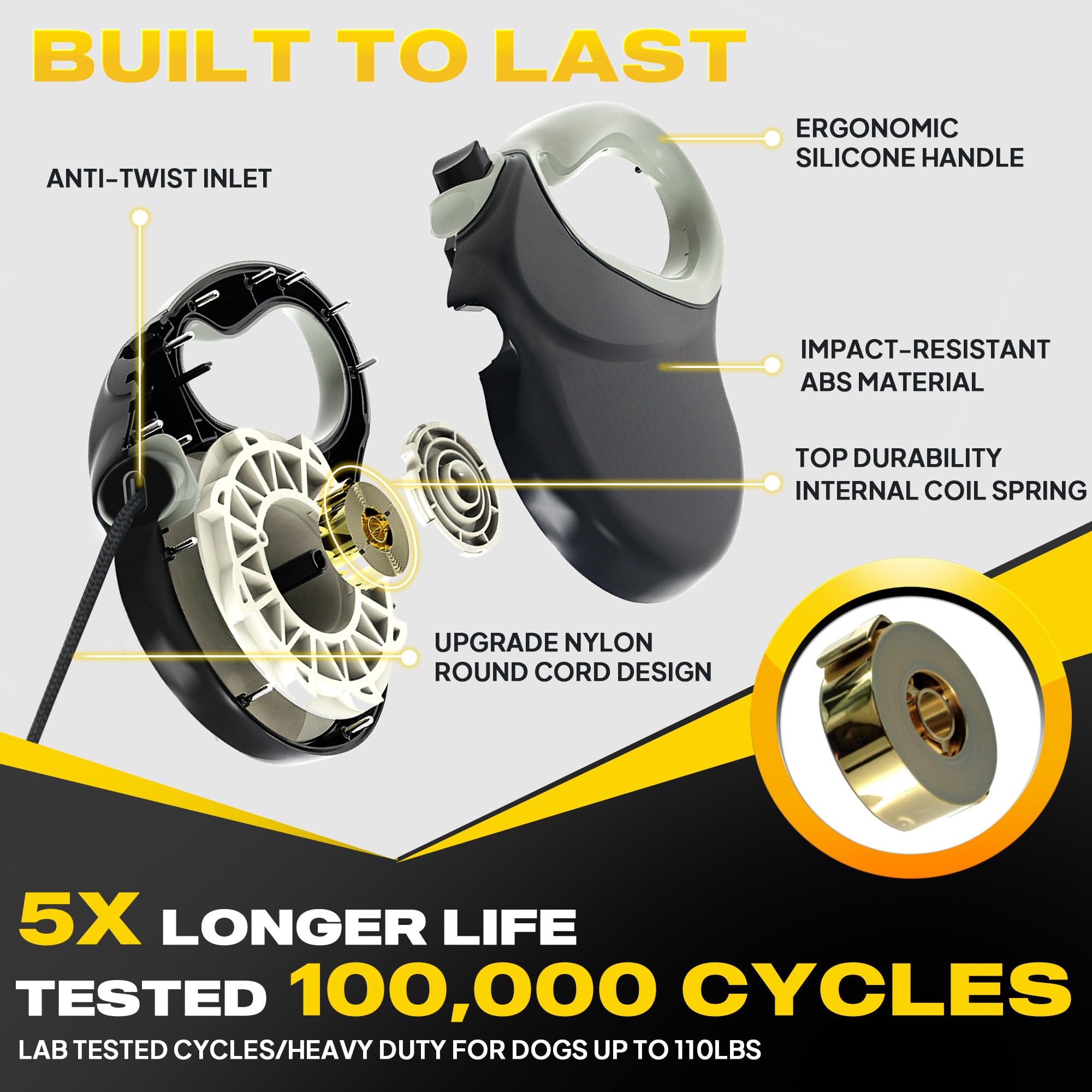 Fida Upgraded Retractable Dog Leash 30Ft, Heavy Duty Pet Walking Leash For Medium/Large Breed Up To 110 Lbs, 360 Tangle-Free Lon