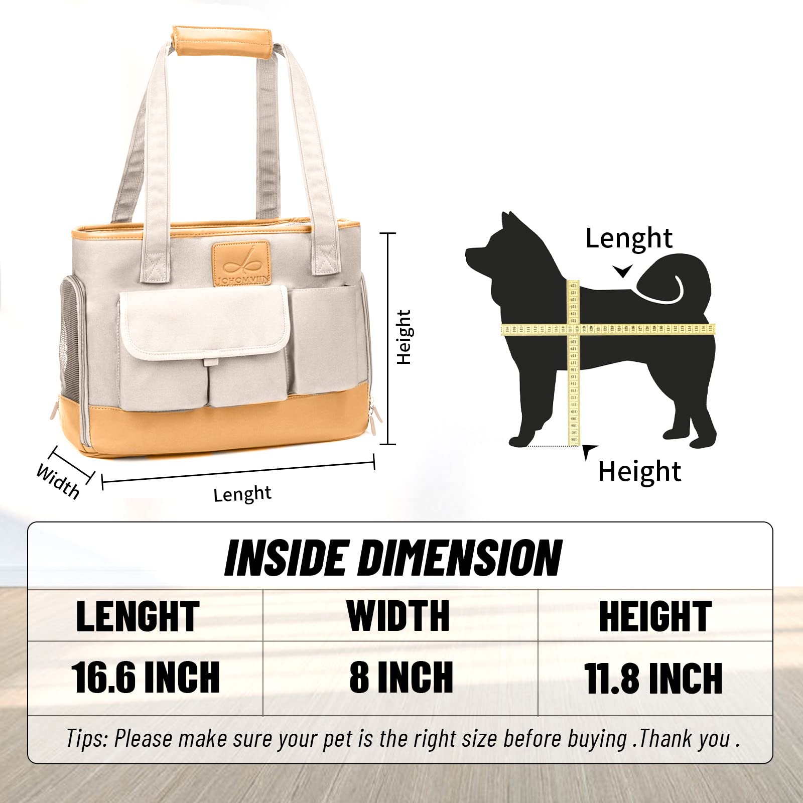 Johomviin Dog Carrier, Cat Carrier, Pet Carrier, Foldable Waterproof Premium Pu Leather Oxford Cloth Dog Purse, Portable Tote Ba