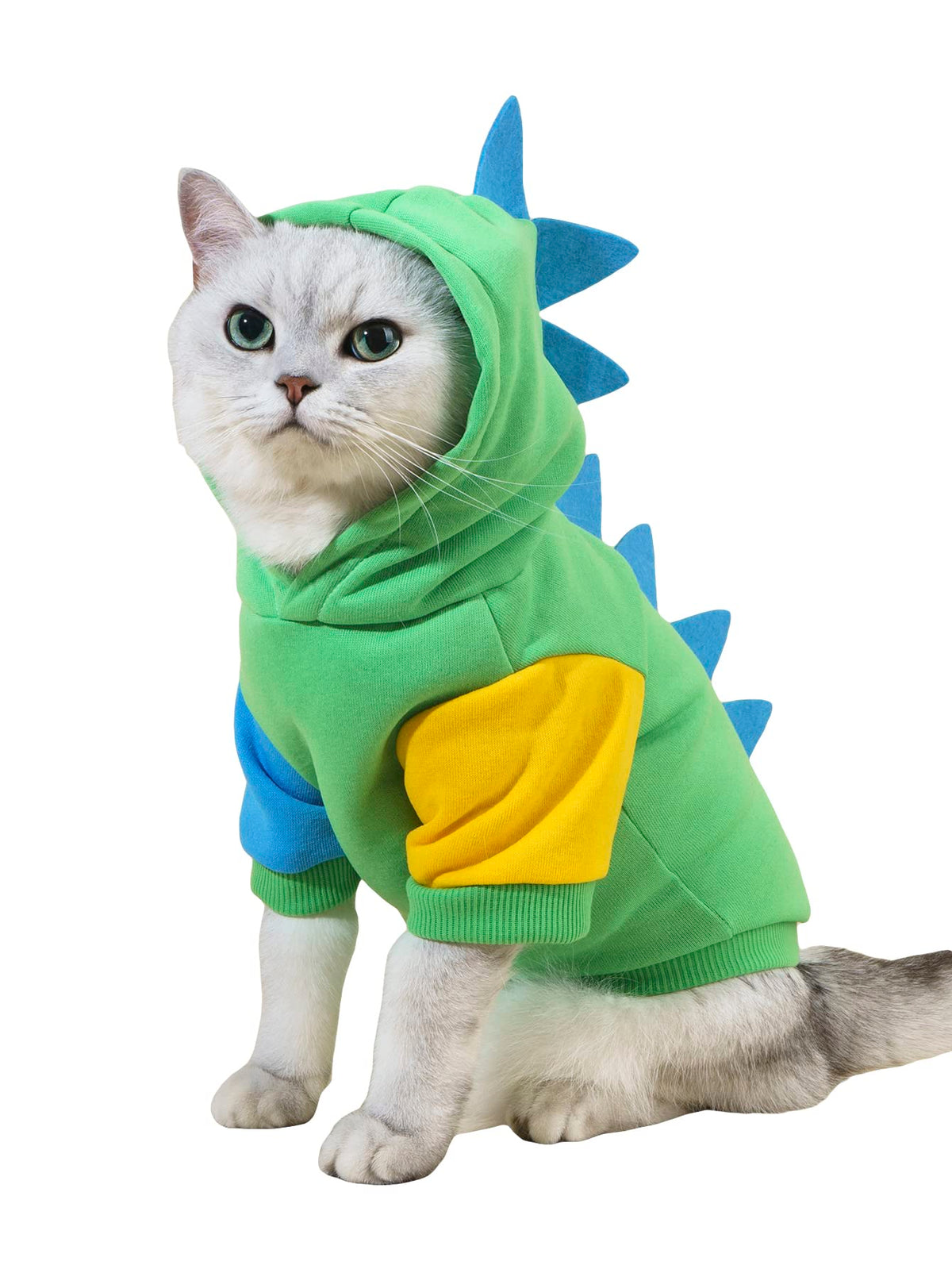 Qweee Dinosaur Dog Hoodie - Warm Jacket For Puppy, Kitten, Small, Medium Dogs & Cats - Multicolor, Xx-Small