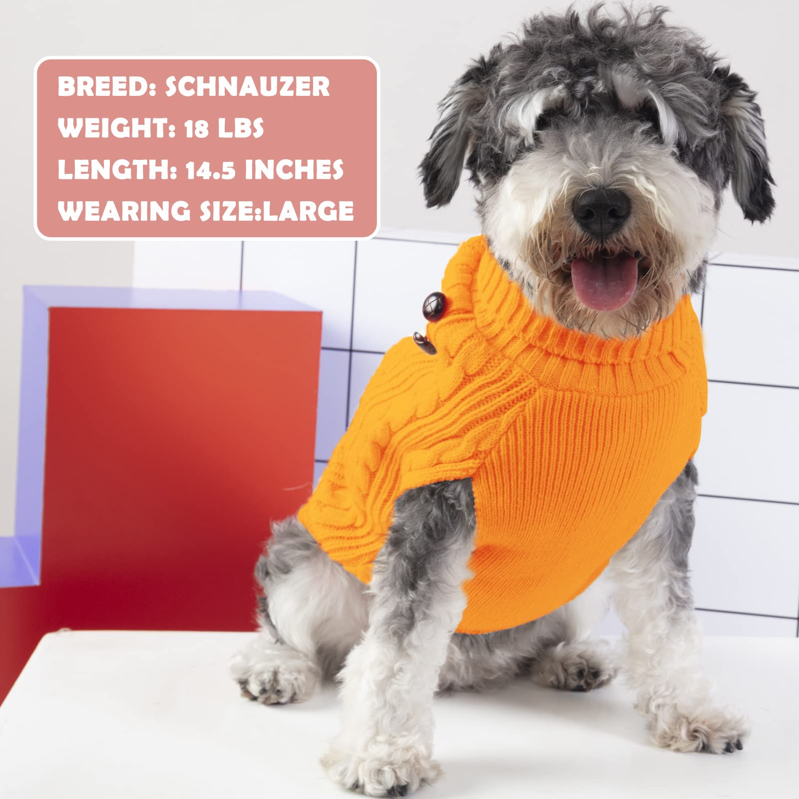 Kyeese Dog Sweater With Leash Hole For Small Medium Dogs Turtleneck Knitwear Pullover Warm Dog Clothes, Yellow, Xl