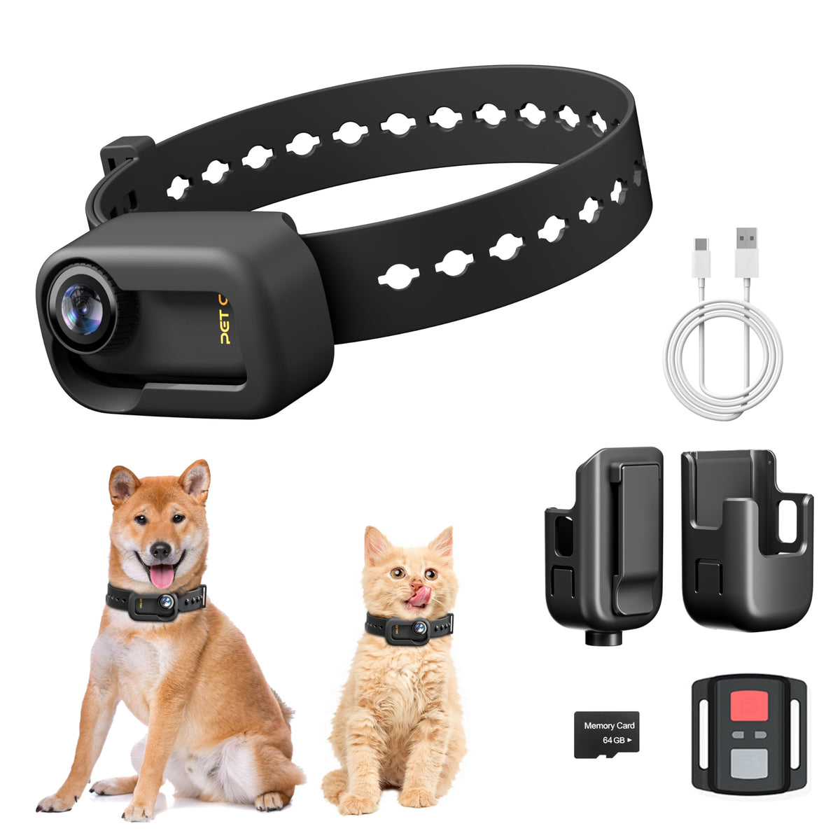Yolansin 4K Cat Collar Camera, Hd Wifi Pet Camera With 64Gb Sd Card, Mini Action Camera For Video Records Dog Collar Camera For 