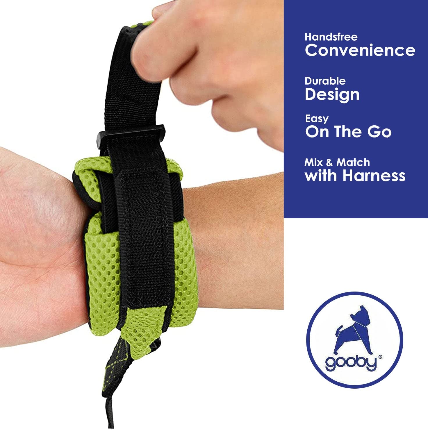 Gooby Soft Mesh Wrist Band Surfer Leash - Green, 6 Ft - Comfortable Hands Free Leash With Elastic Band For Small, Medium And Large Dogs