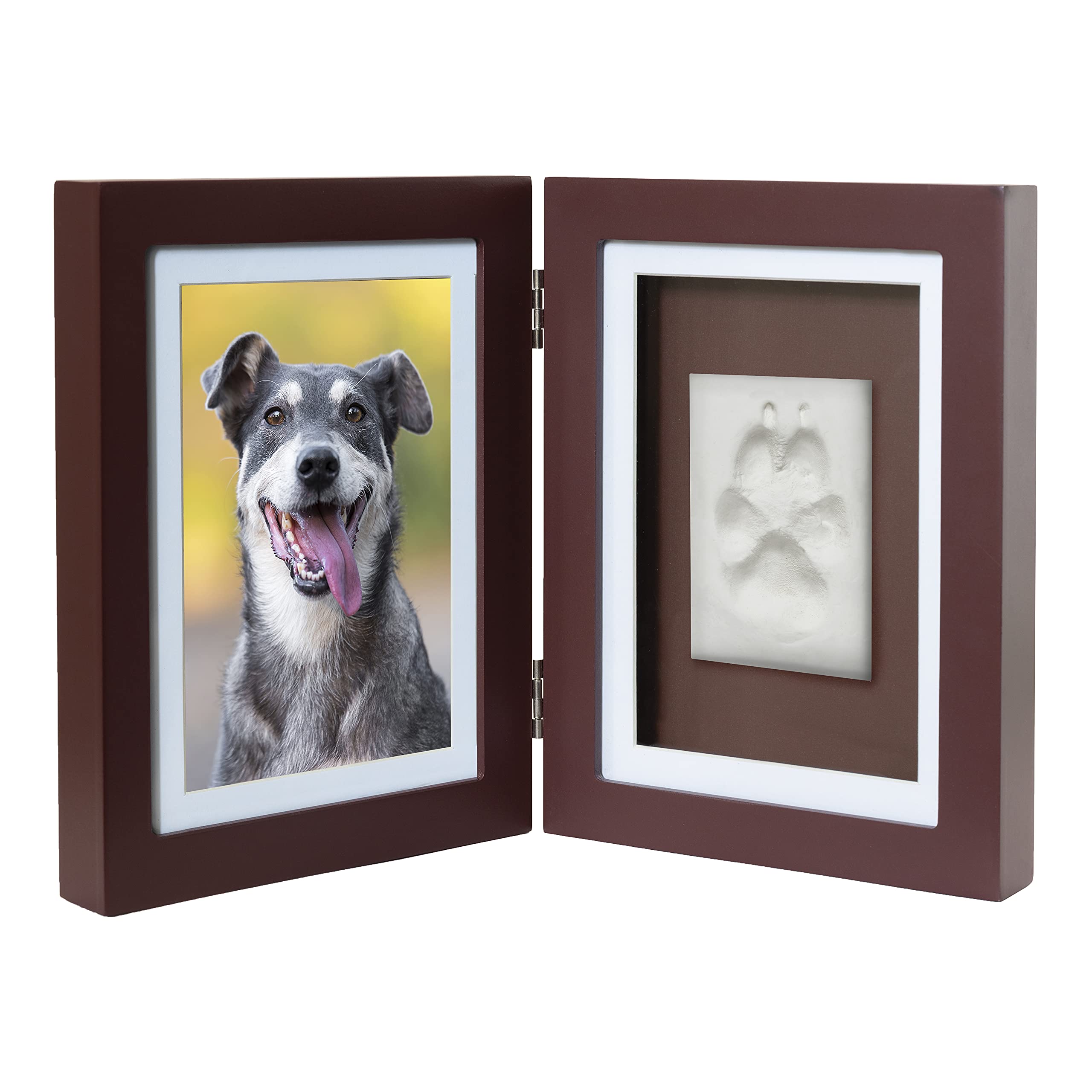 Better World Pets Paw Print + Photo Keepsake Frame Holds 4 X 6 Inch Or 5 X 7 Picture - Memorial Clay Imprint Kit - For Dogs And 