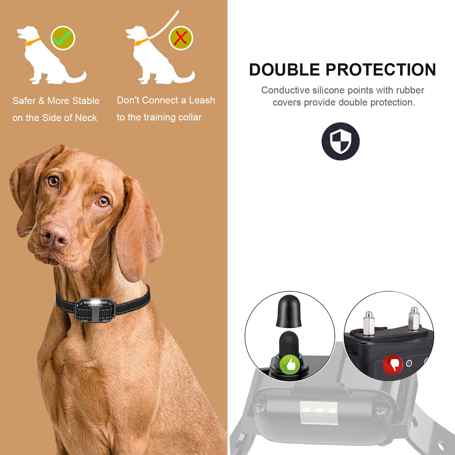 Heaflex Dog Shock Collar With Remote, Dog Training Electric Collar, Waterproof Rechargeable, 1640Ft Dog Shock Collar With Led Li