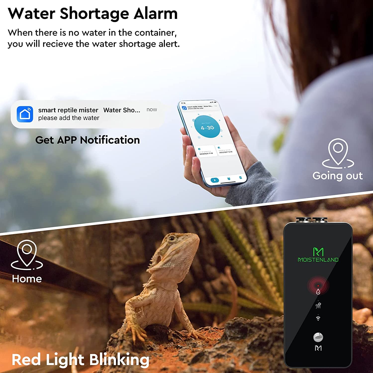 Moistenland WiFi Enabled Reptile Mister for Terrariums - Adjustable Misting Nozzles for Snakes, Tortoises, and Lizards