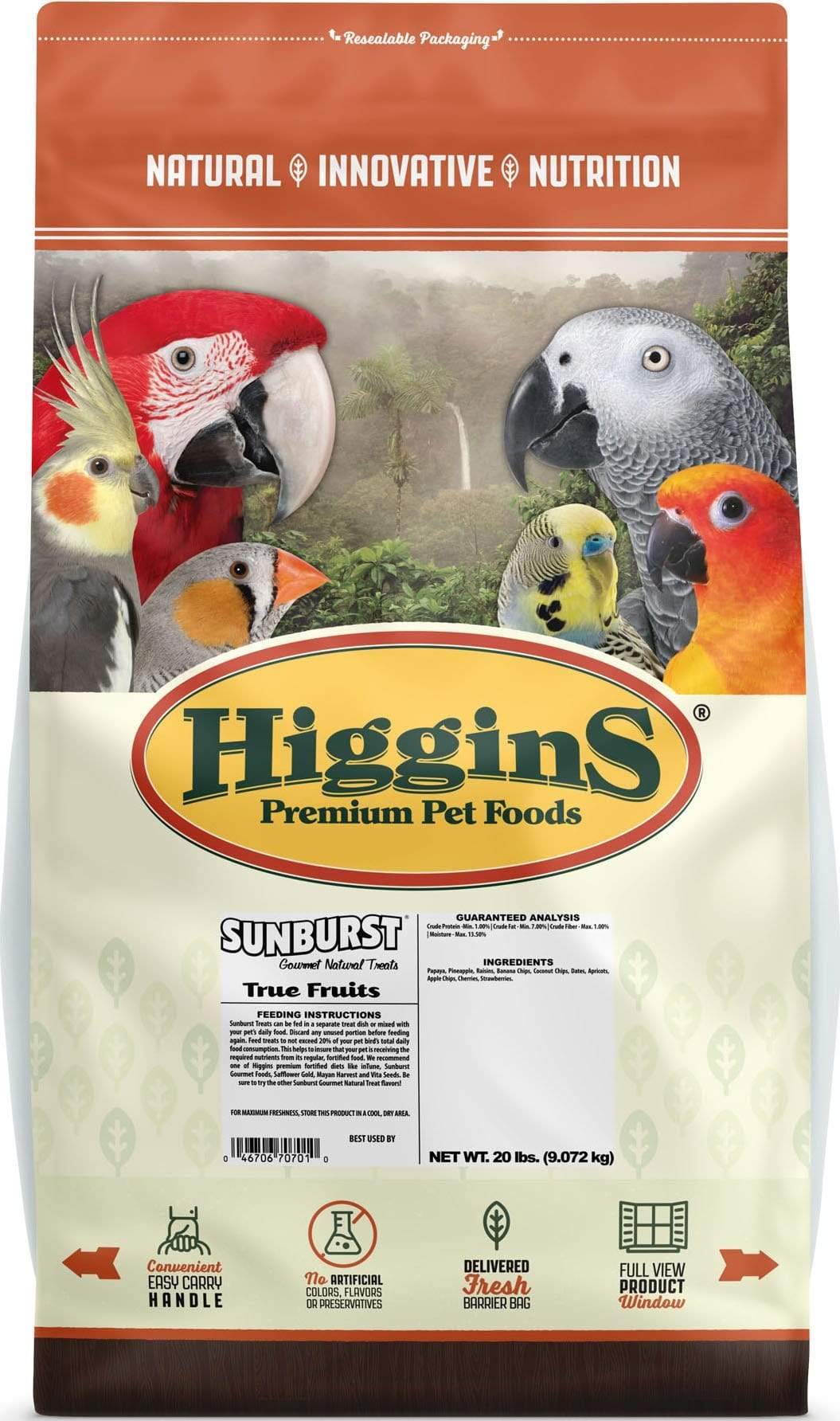 Higgins Snack Attack True Fruits Large Bird Treat 20lb