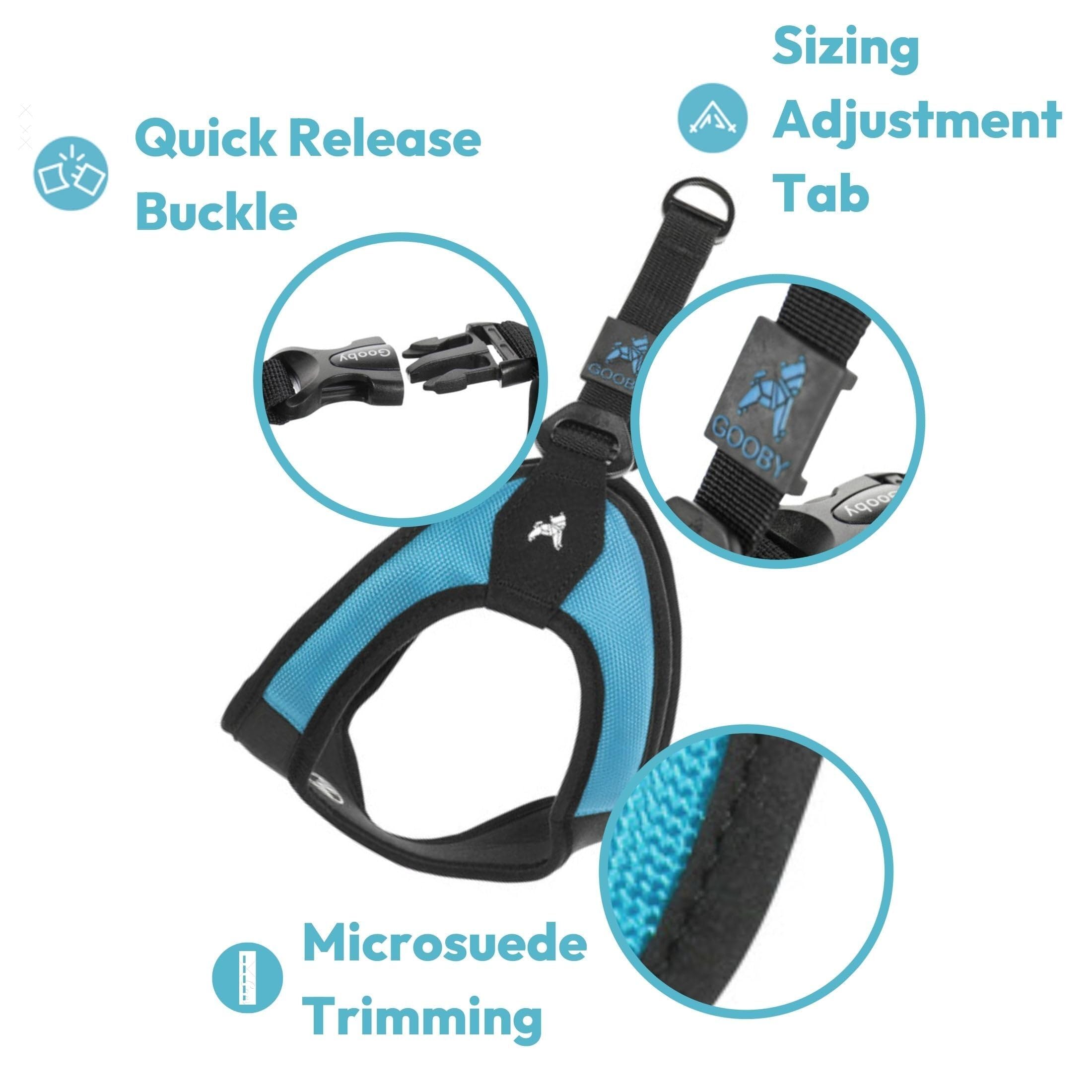 Gooby Escape Free Easy Fit Harness - Black, Medium - No Pull Step-In Patented Small Dog Harness With Quick Release Buckle - Perf