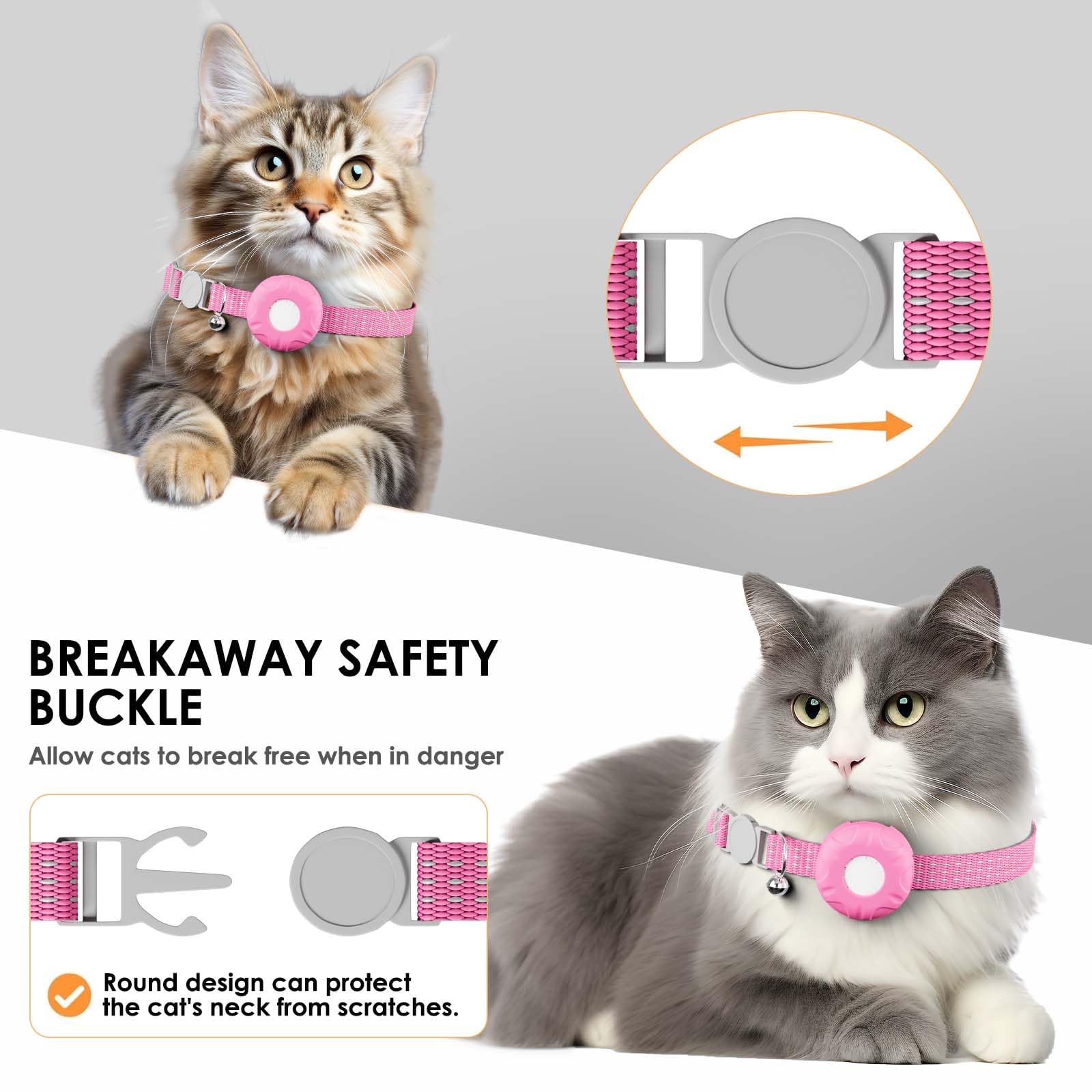 GPS Tracker for Cats, Cat Tracker Compatible with Apple Find My App (Only iOS), No Monthly Fee, Waterproof, Safety Collar and Tr