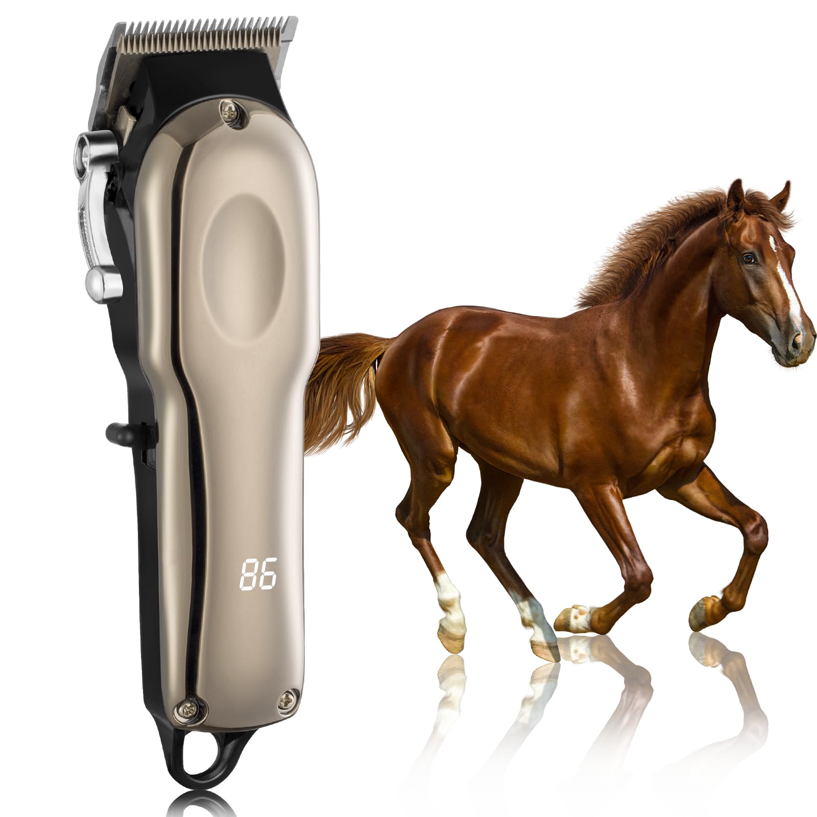 Ciphuoly Horse Clippers Cordless Quiet, Professional Horse Trimmer Cordless With 4 Guide Guards, Electric Rechargeable Cordless 