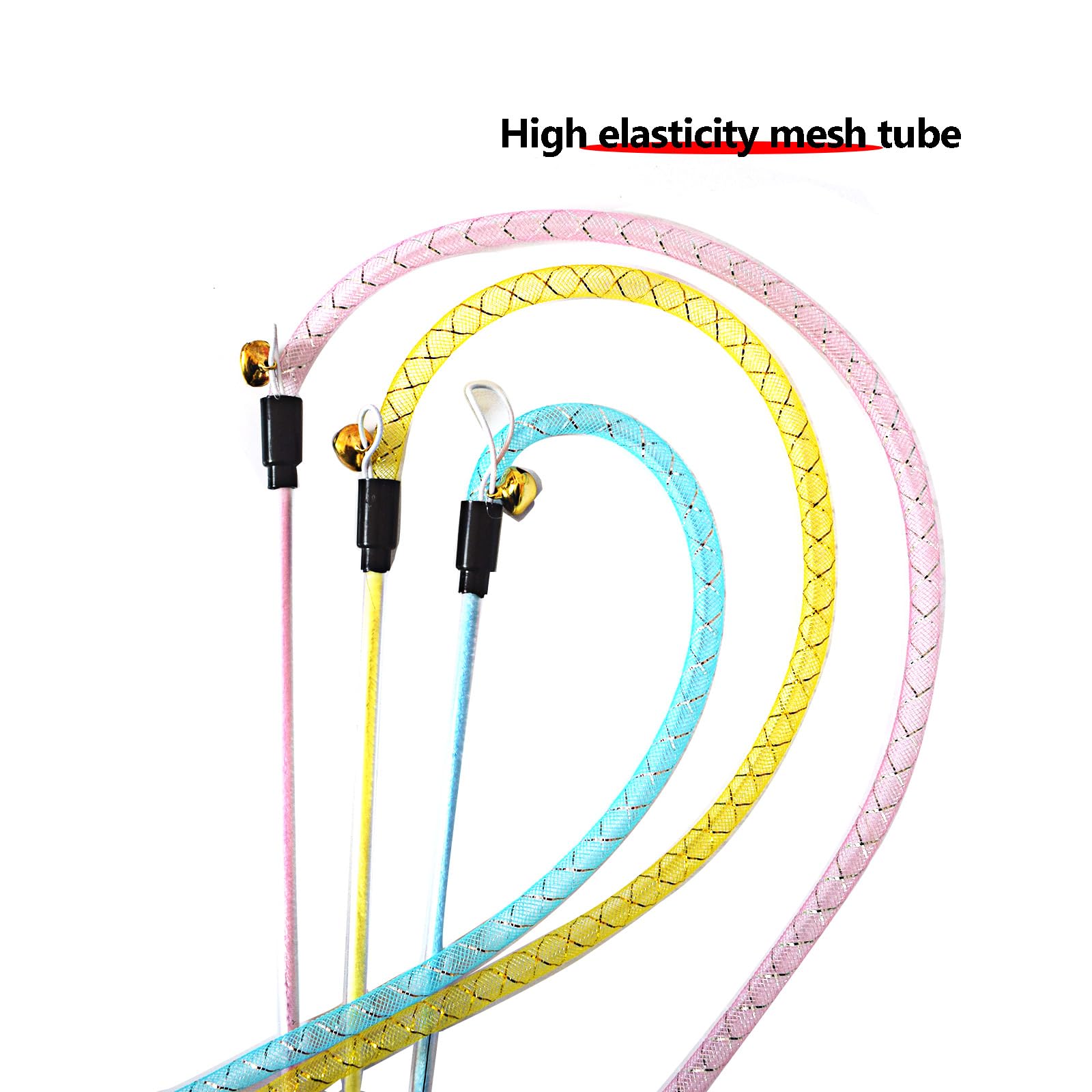 Iuhkbh Cat Wands, 3 Colors Mesh Tube Teaser Toys Cute Kitten Wand Interactive Kitty Toy Safe Cat Stuff For All Breed Sizes
