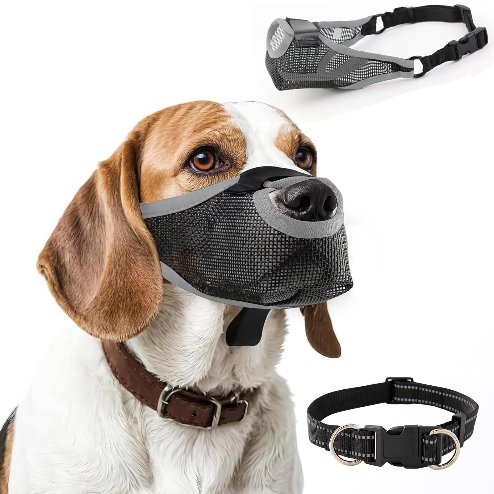 Mollyblos Dog Muzzle,Soft Air Mesh Muzzle For Small Medium Large Dogs,Soft Muzzles For Biting Chewing Fierce Barking,Breathable 