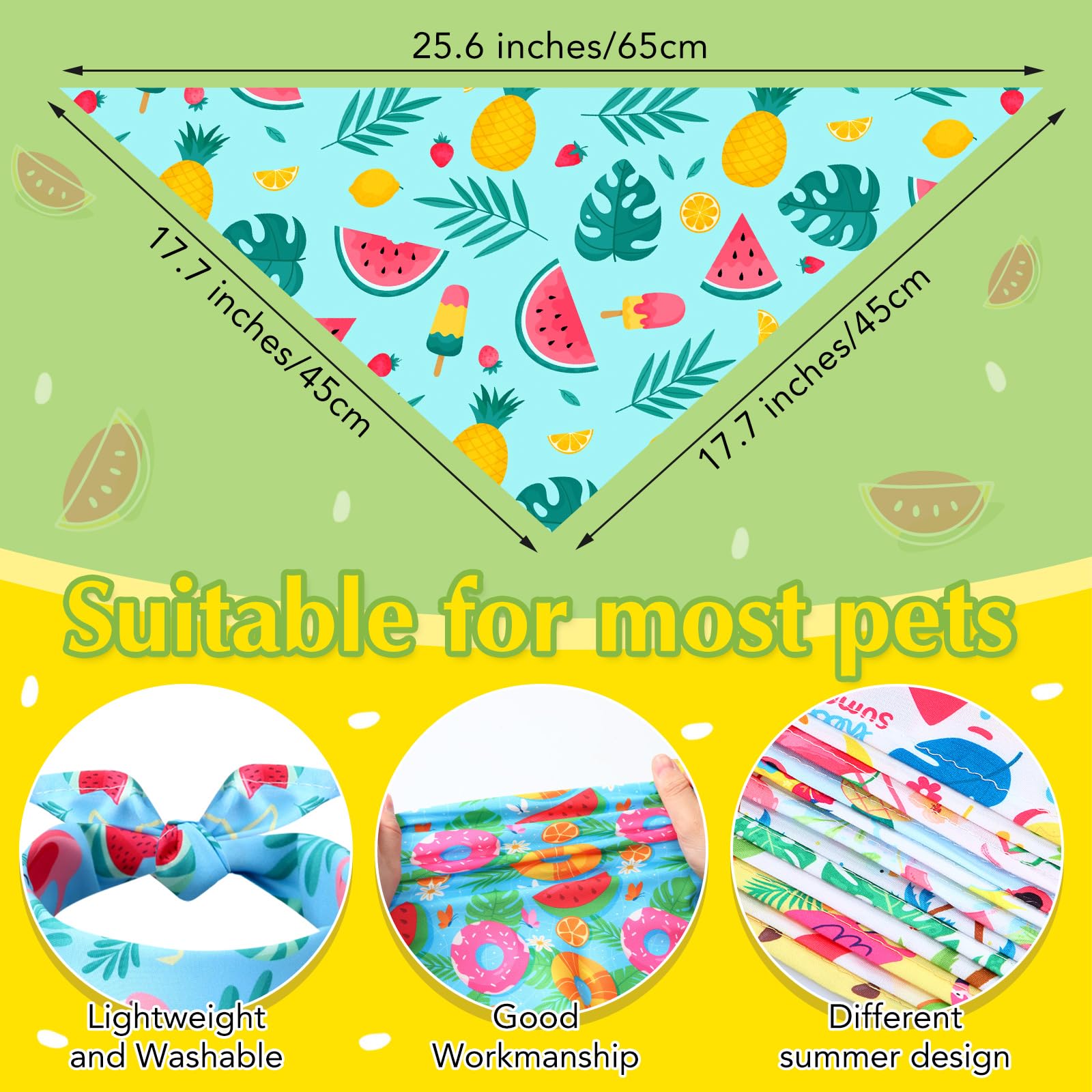 Sweetude 50 Pcs Dog Bandanas Bulk Summer Puppy Bandanas Dogs Triangle Scarf Kerchief Set Holiday Pet Costume Accessories