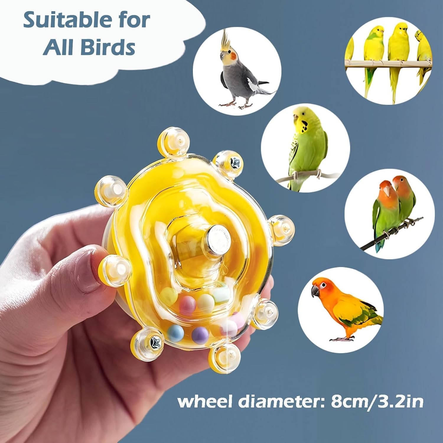 Bird Toys For Parakeets, Colorful Parakeet Toys Wheel, Interactive Spinner Rattle Parrot Toy, Cockatiel Toy For Bird Cage, Chewi