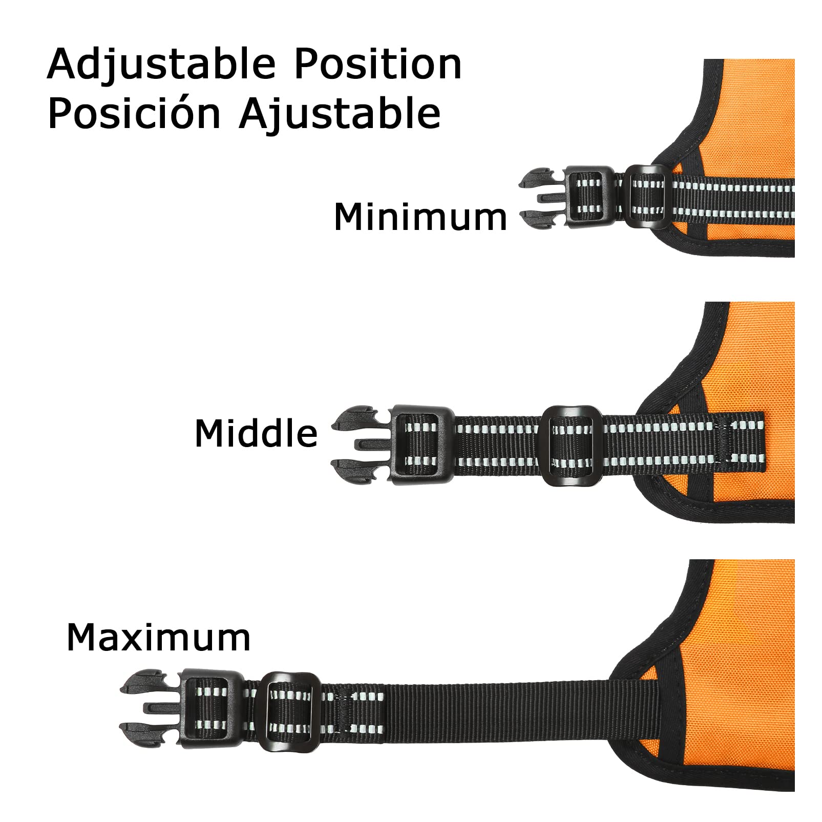 HEELE Dog Harness - No Pull Adjustable, Padded, Reflective, Large, Orange, Model: Harnais Chien, Durable Nylon & Oxford Material
