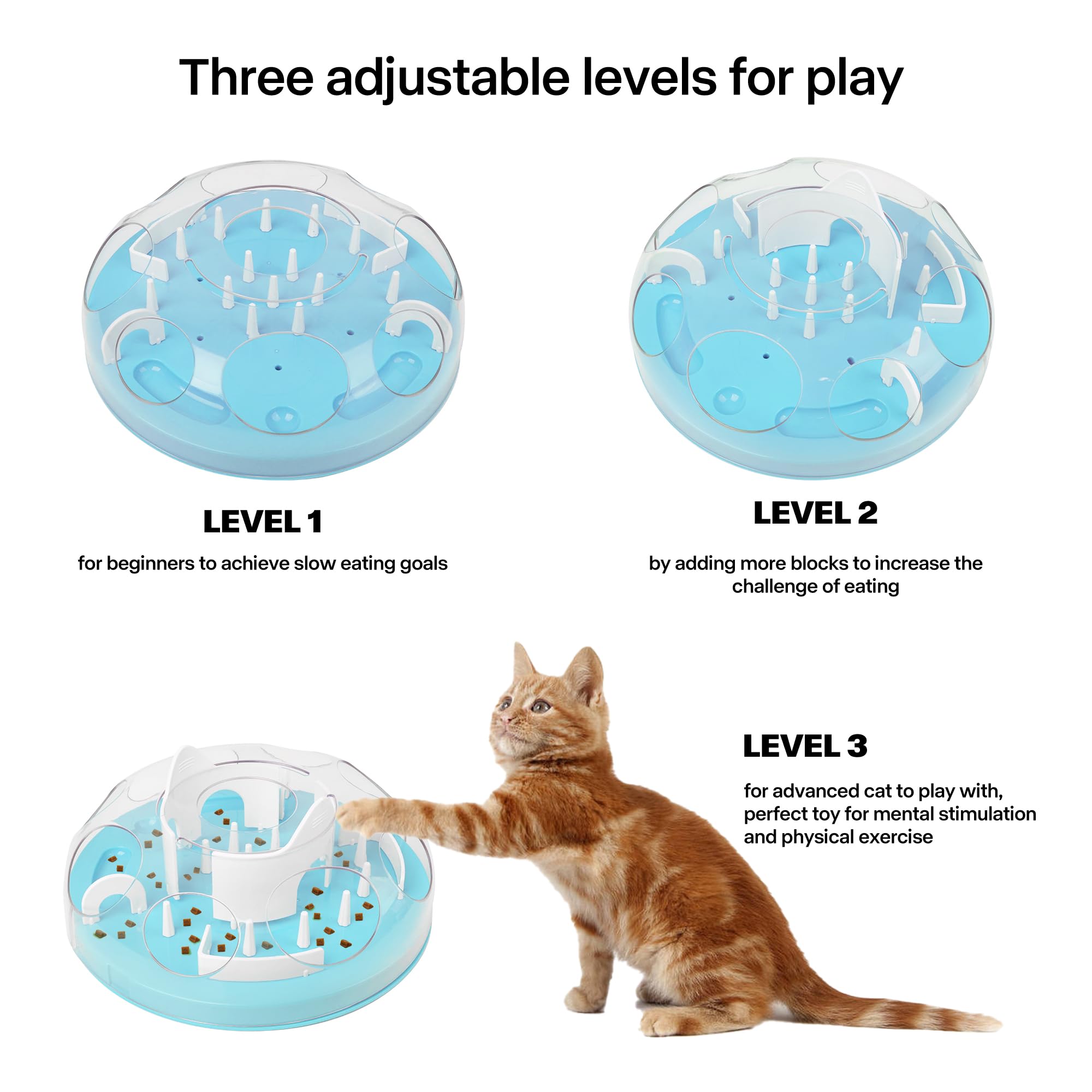 Pet Prime Cat Puzzle Feeder Interactive Enrichment Toys for Indoor Cats Slow Feeder Food Treat Puzzle Cat Stimulation Toys Blue