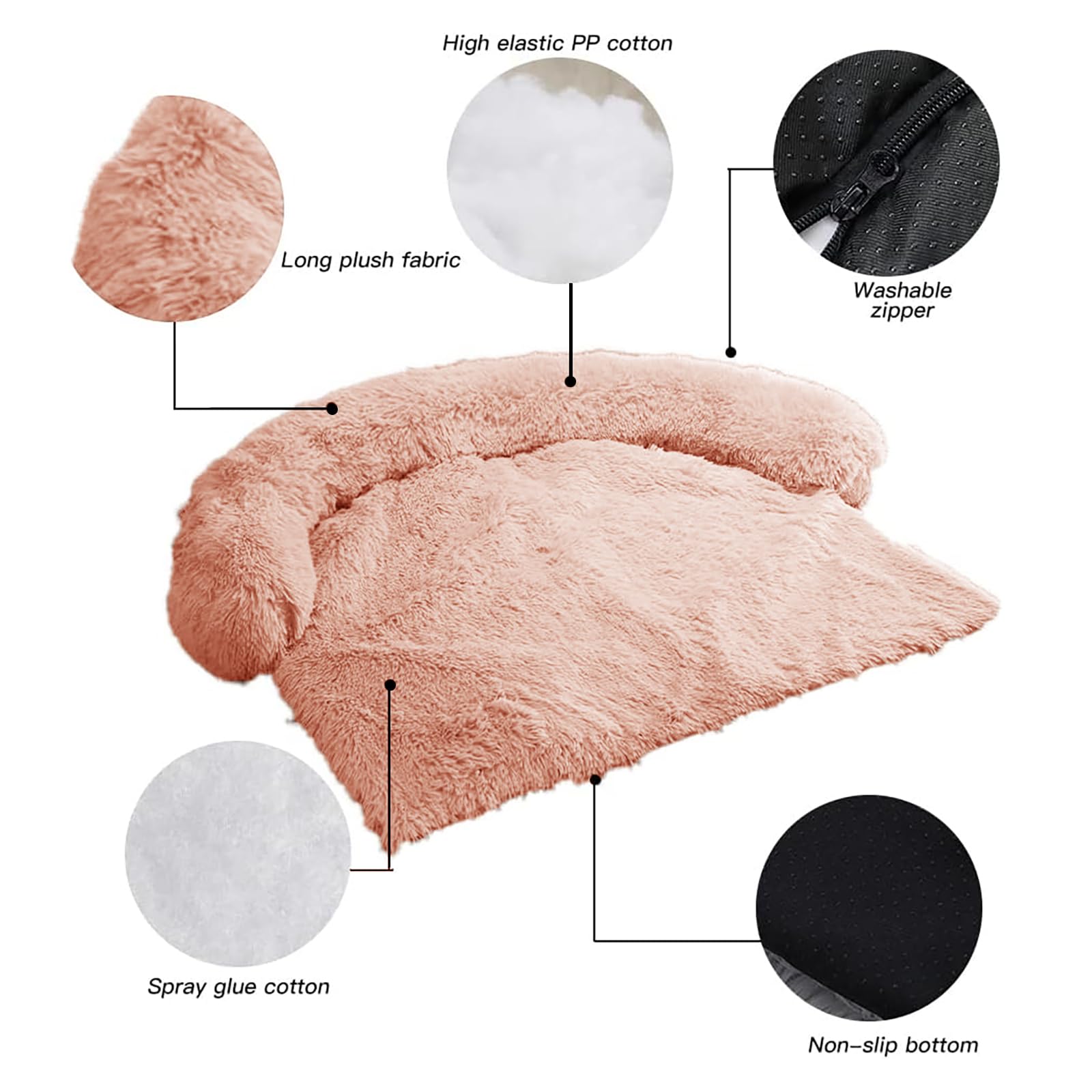 Ggib Calming Dog Bed Fluffy Plush Dog Mat For Furniture Protector With Removable Washable Cover For Large Medium Small Dogs And Cats (Large, Pink)