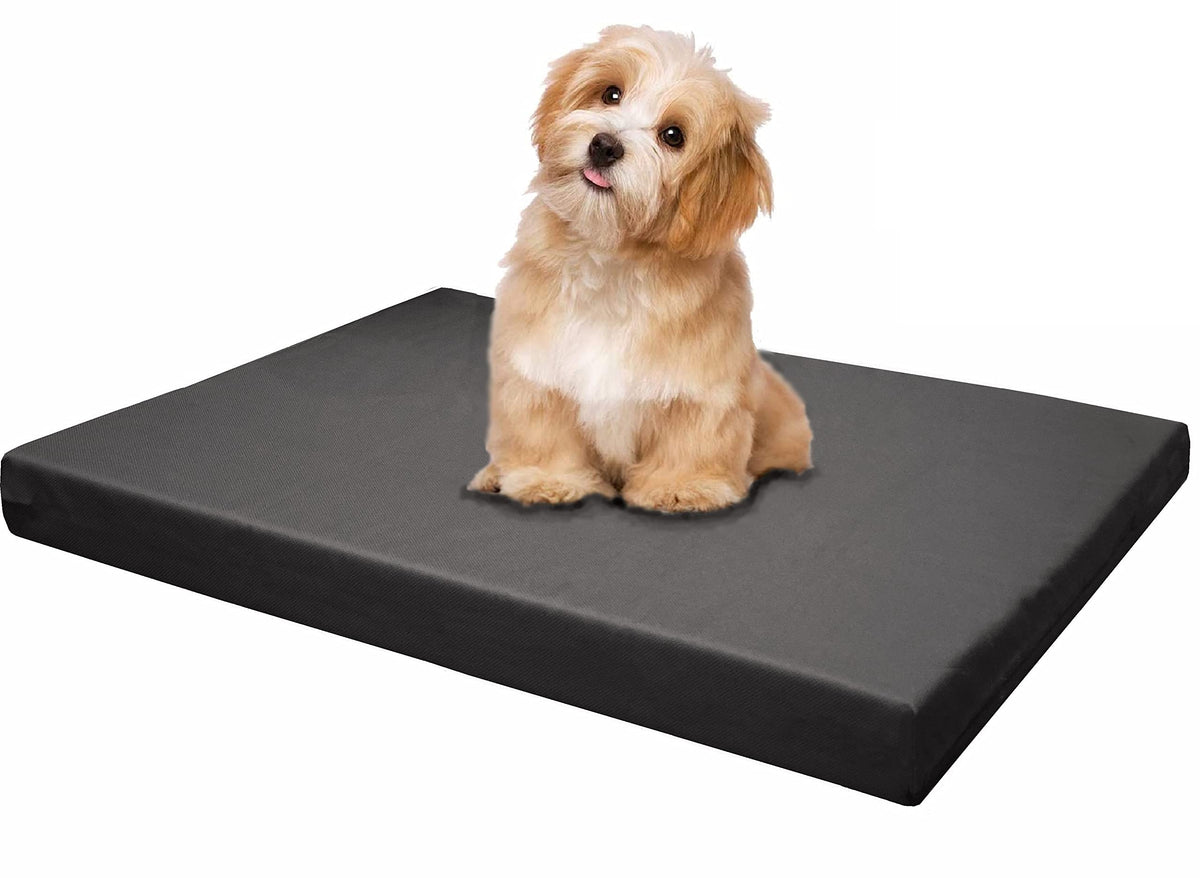 Dogbed4Less Memory Foam Platform Dog Bed, Crate Mattress For Orthopedic Joint Relief With Waterproof Removable Cover Small 24X16X3 Space Gray